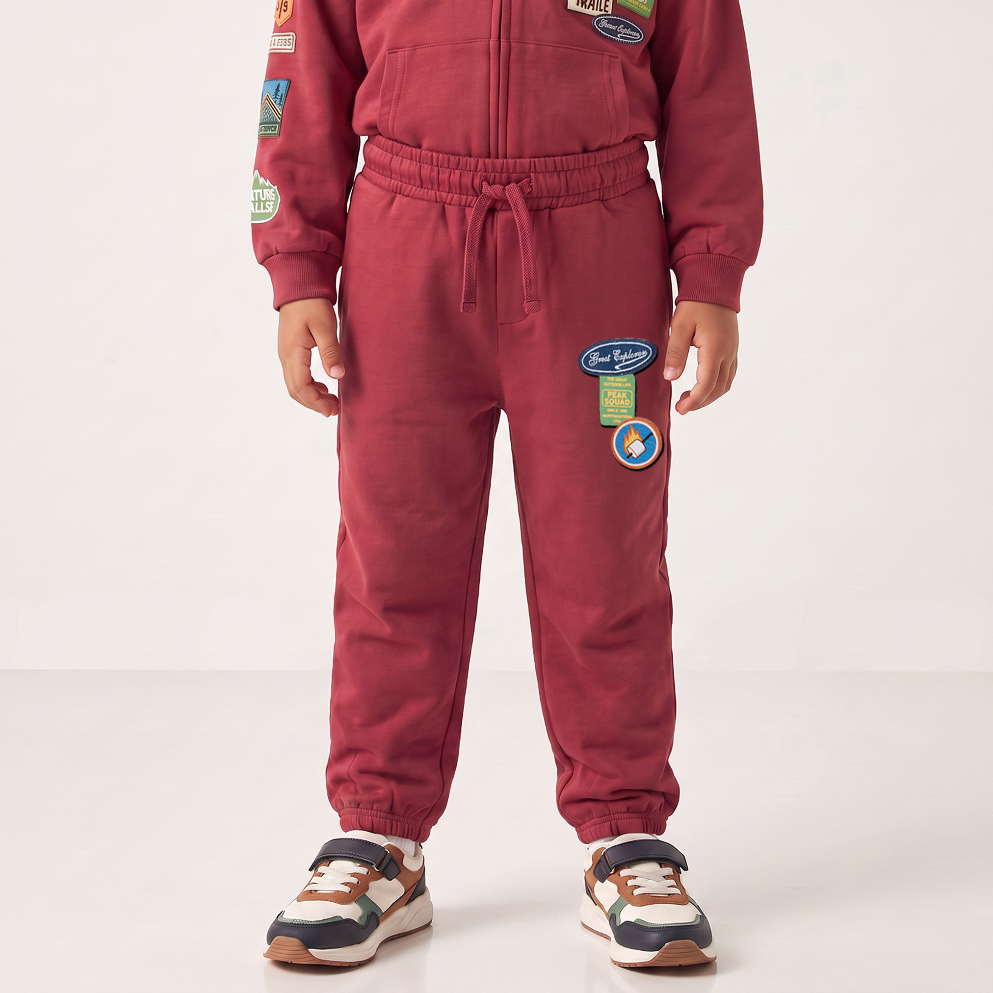 Juniors Hooded Long Sleeves Sweatshirt and Joggers Set with Applique Detail-boys-clothing-setsandcoords-image-4