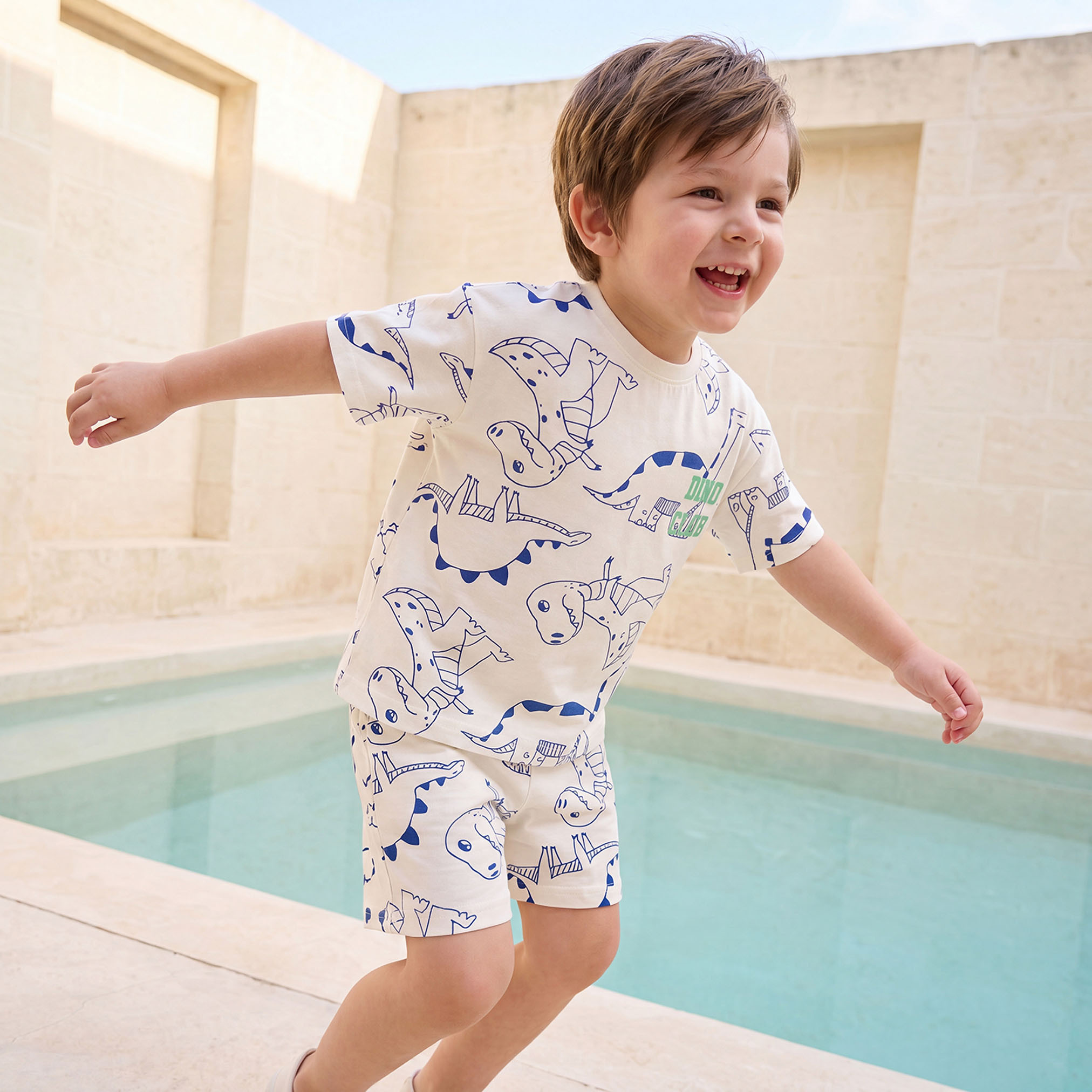 Juniors Crew Neck Short Sleeves T-shirt and Shorts Set with Dinosaur Print-boys-clothing-setsandcoords-image-7