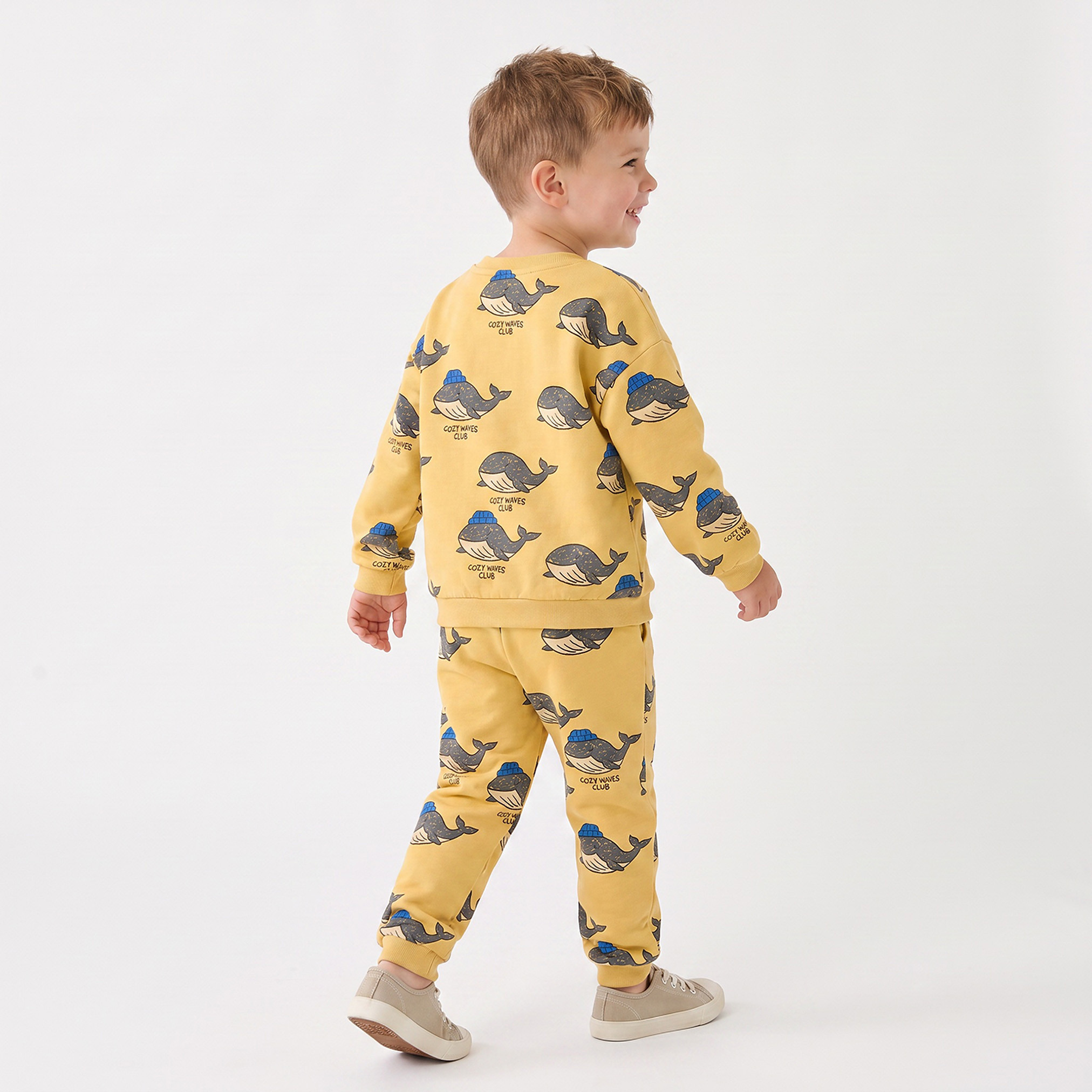 Juniors Crew Neck Long Sleeves Sweatshirt and Joggers Set with Whale Print-boys-clothing-setsandcoords-image-2