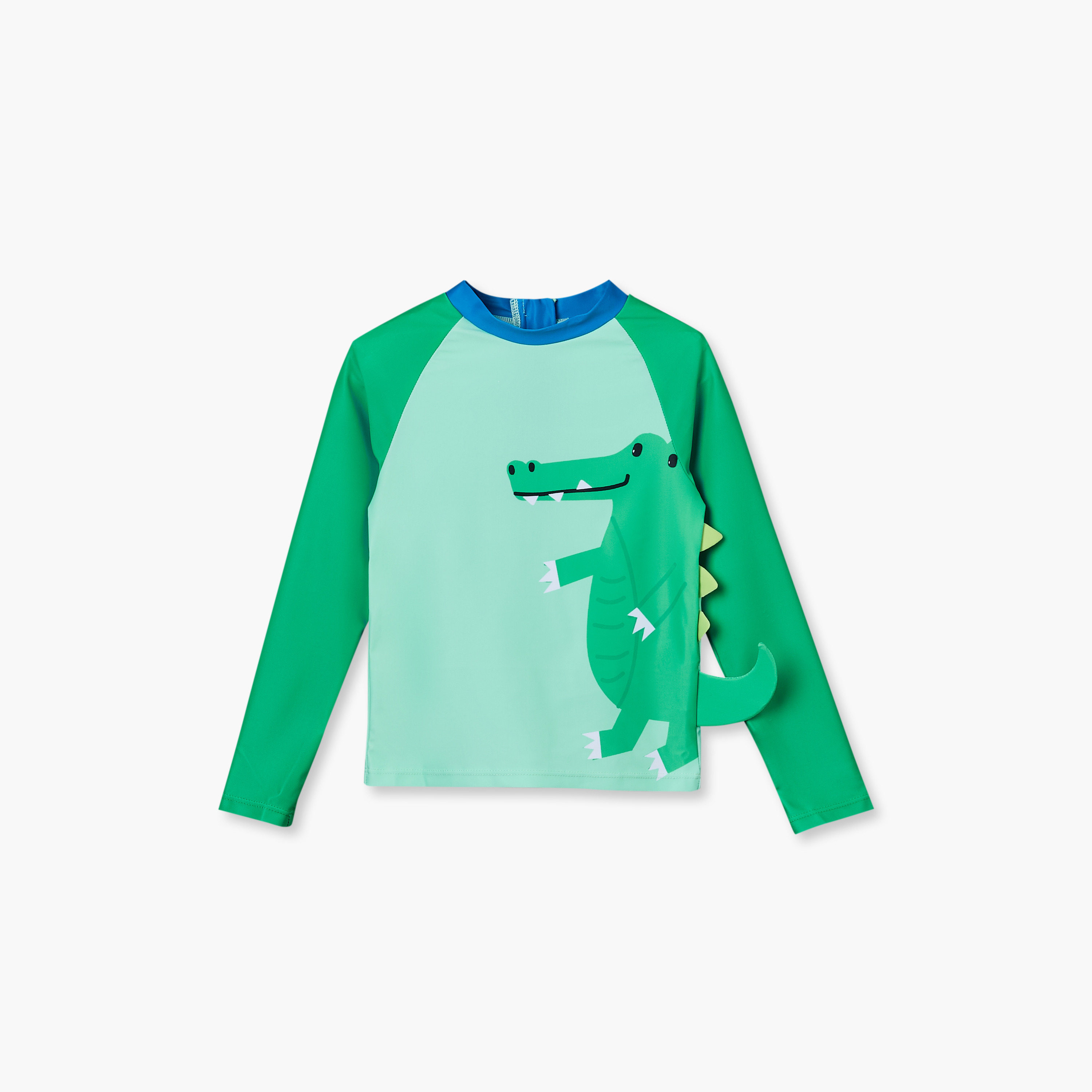 Juniors Round Neck Long Sleeves Swimwear Set with Crocodile Print-baby-boys-clothing-swimwear-image-2