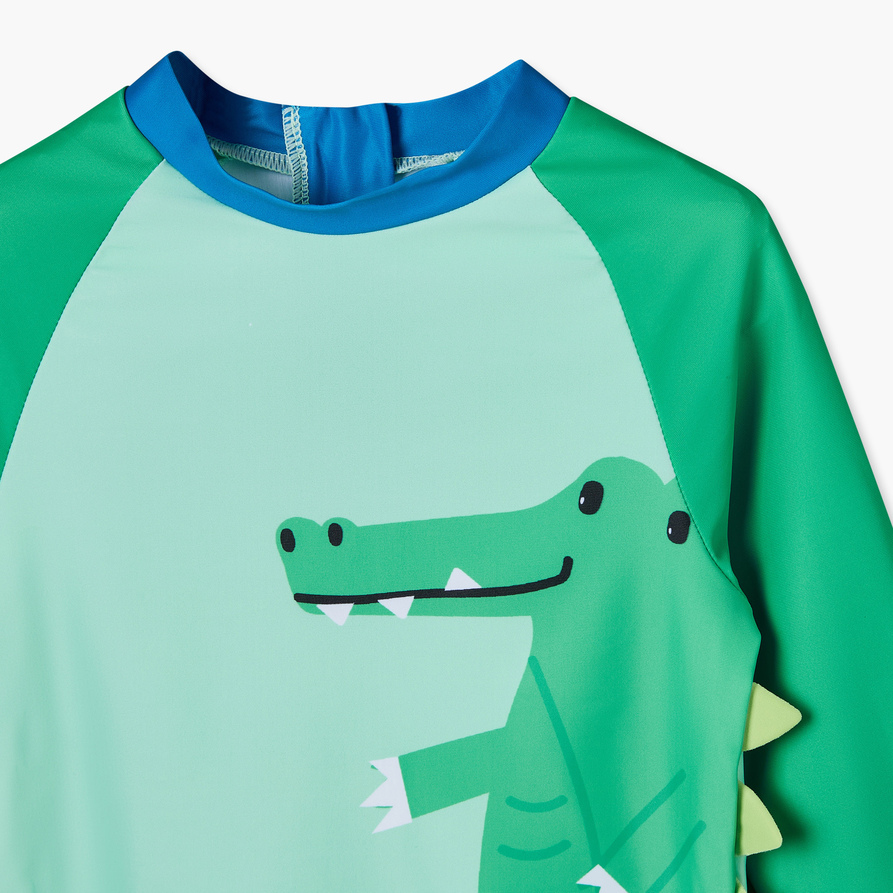 Juniors Round Neck Long Sleeves Swimwear Set with Crocodile Print-baby-boys-clothing-swimwear-image-6