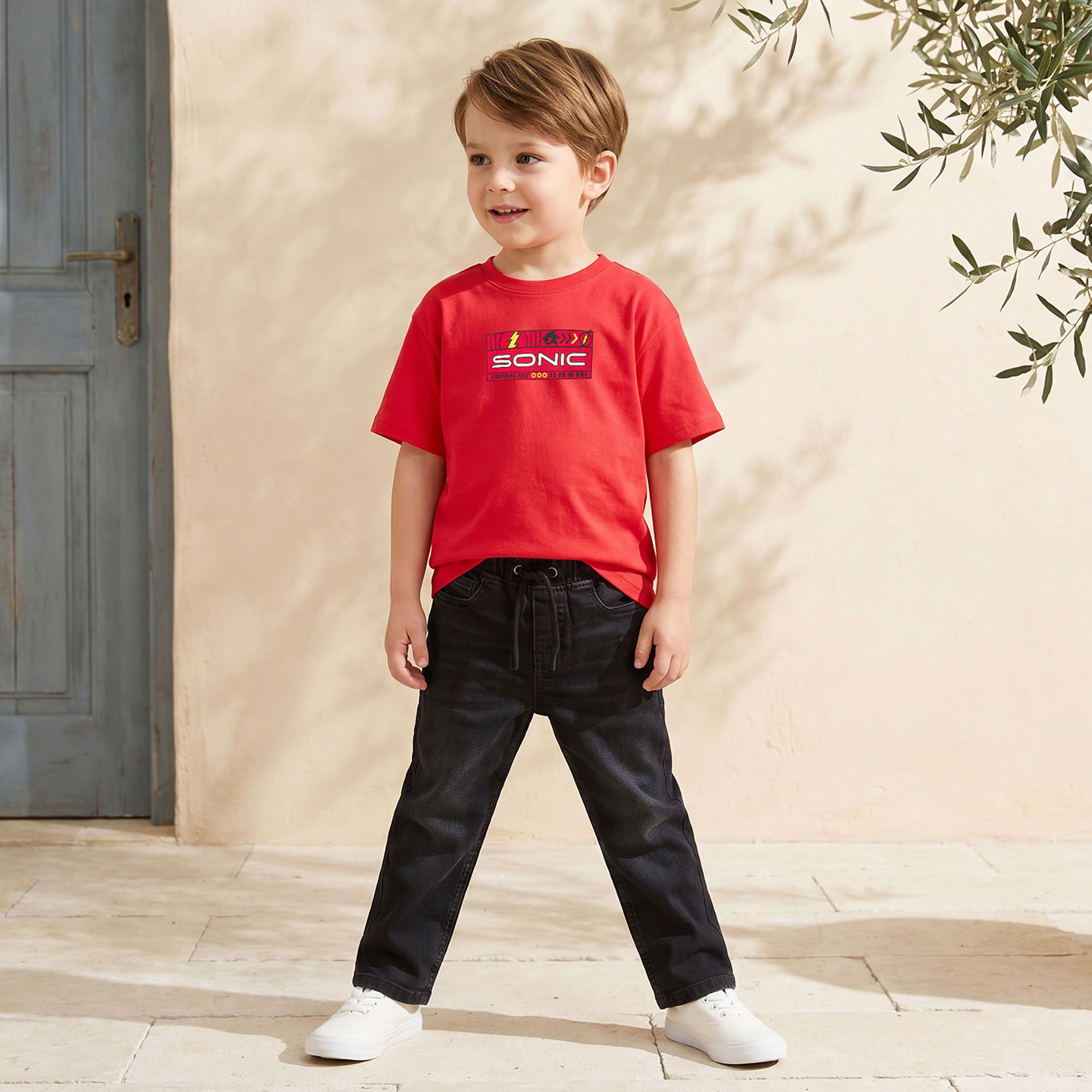 Juniors Elasticated Drawstring Jeans with Pockets-baby-boys-clothing-bottoms-jeans-image-2