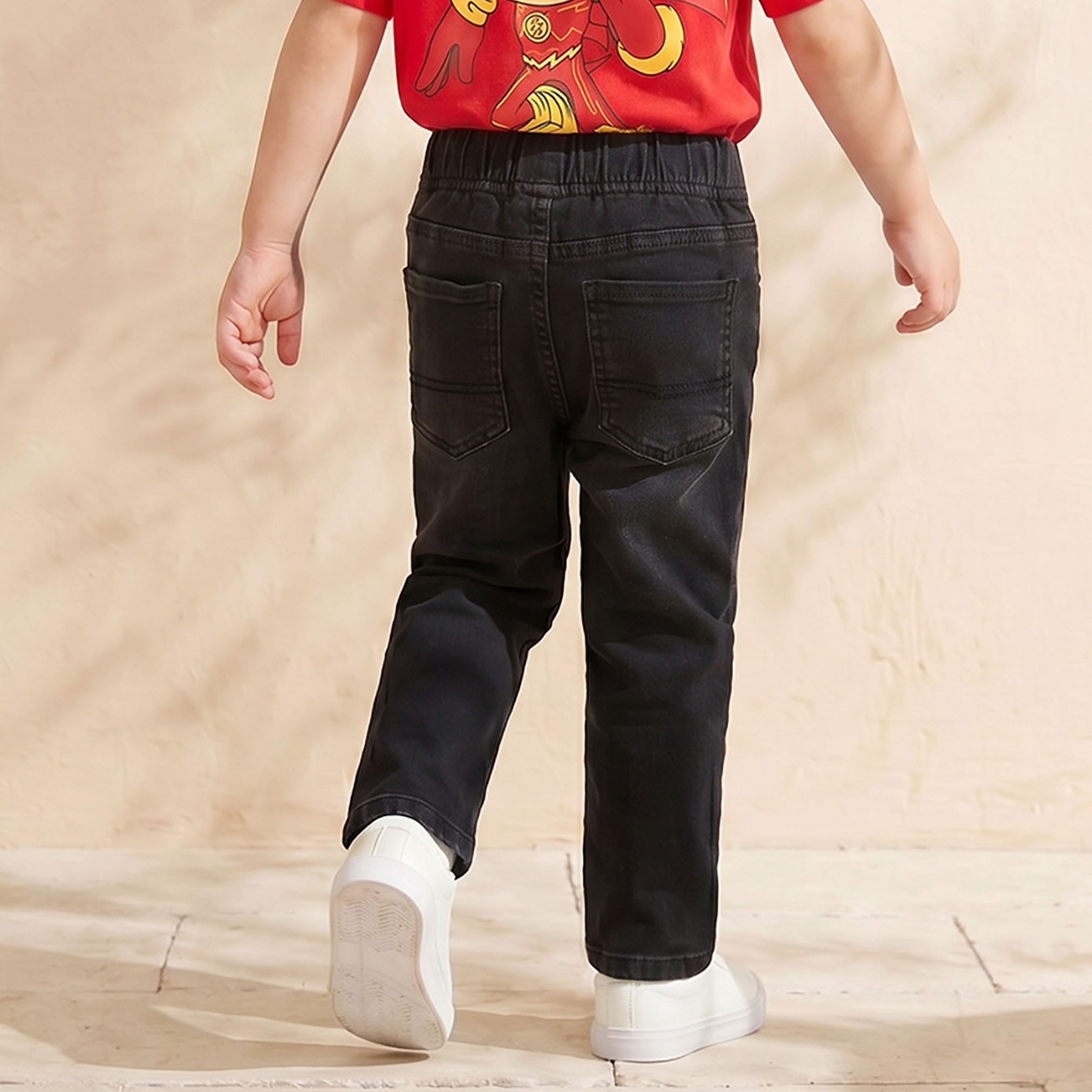 Juniors Elasticated Drawstring Jeans with Pockets-baby-boys-clothing-bottoms-jeans-image-3