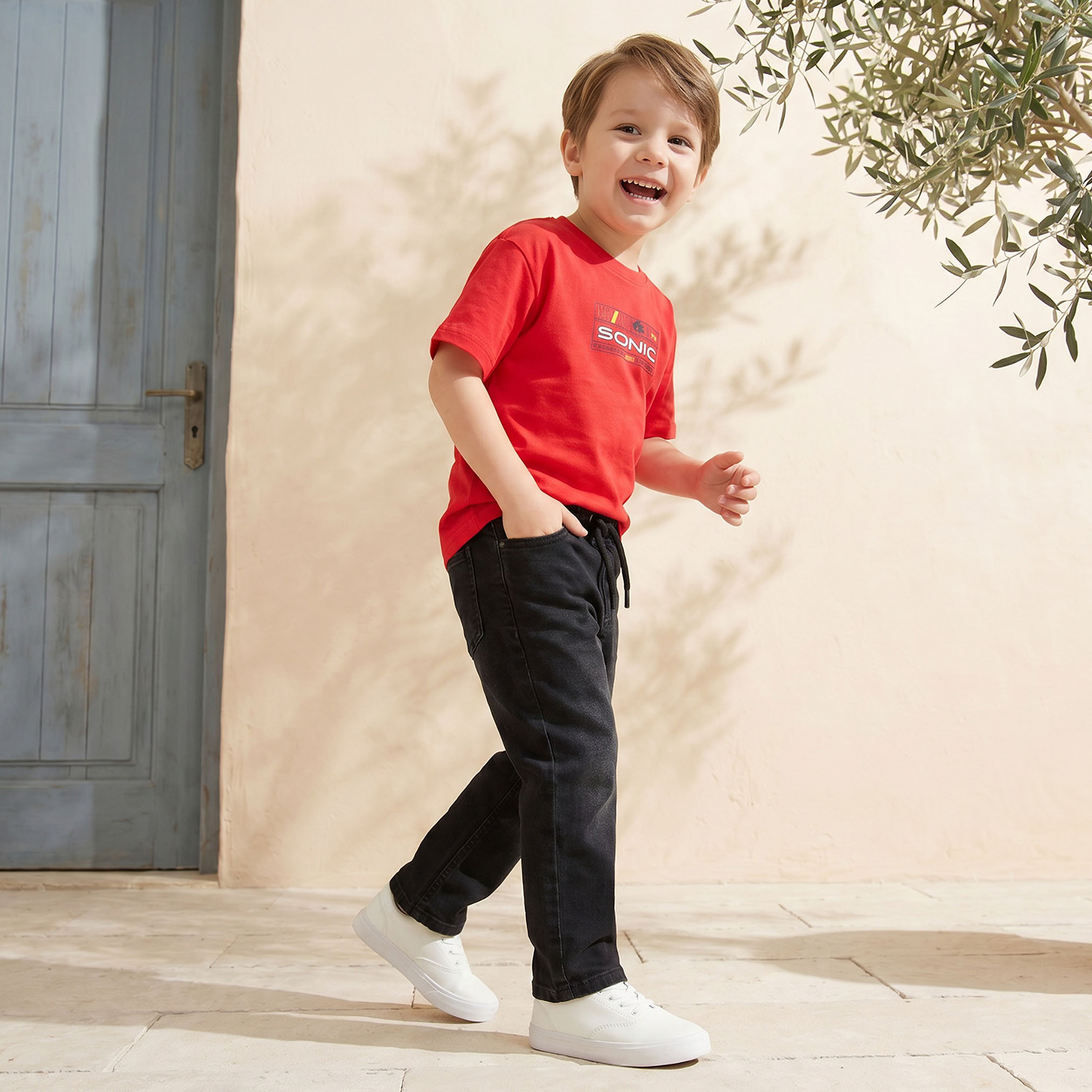 Juniors Elasticated Drawstring Jeans with Pockets-baby-boys-clothing-bottoms-jeans-image-5