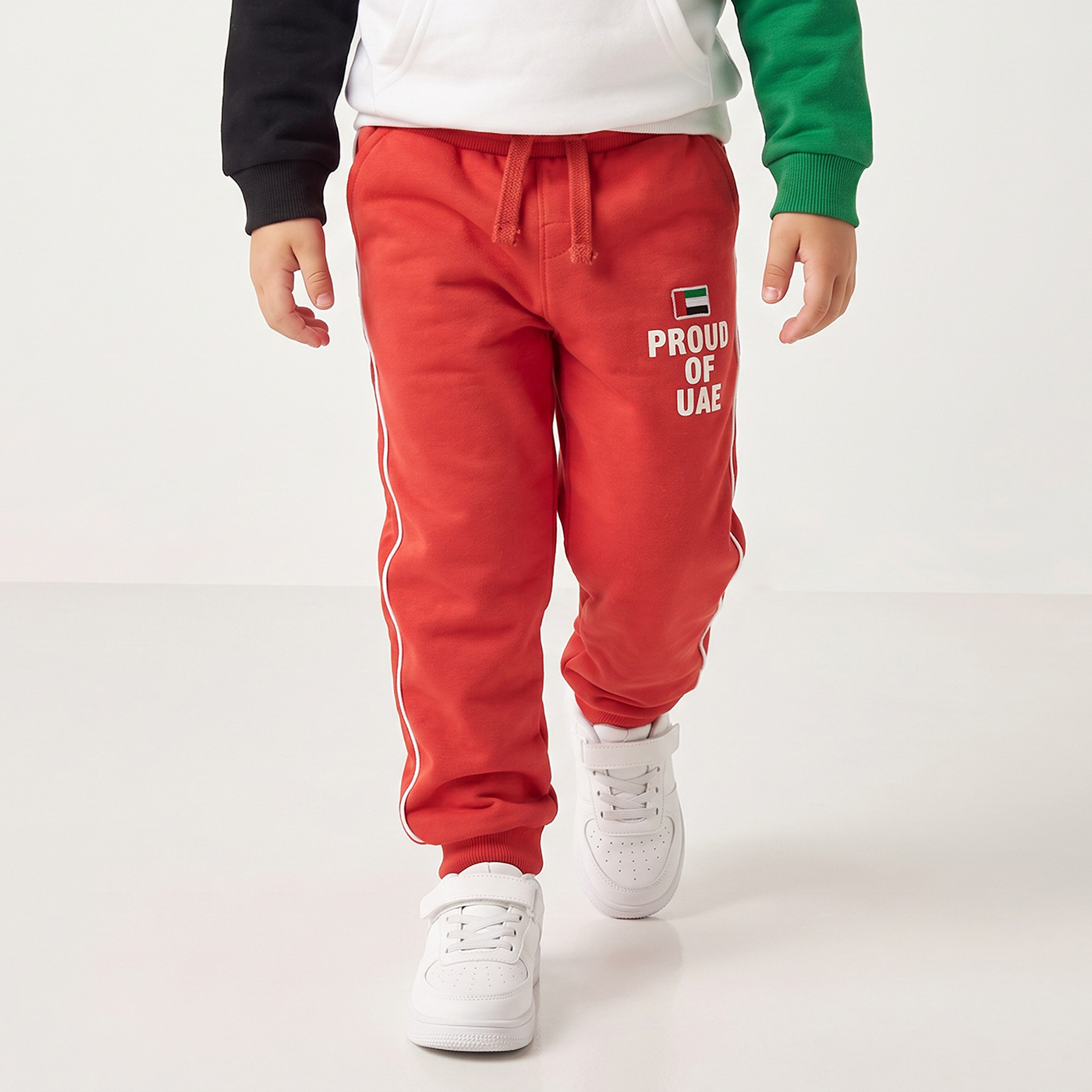 Juniors Elasticated Waist Joggers with UAE National Day Print-boys-clothing-bottoms-joggersandtrackpants-image-1