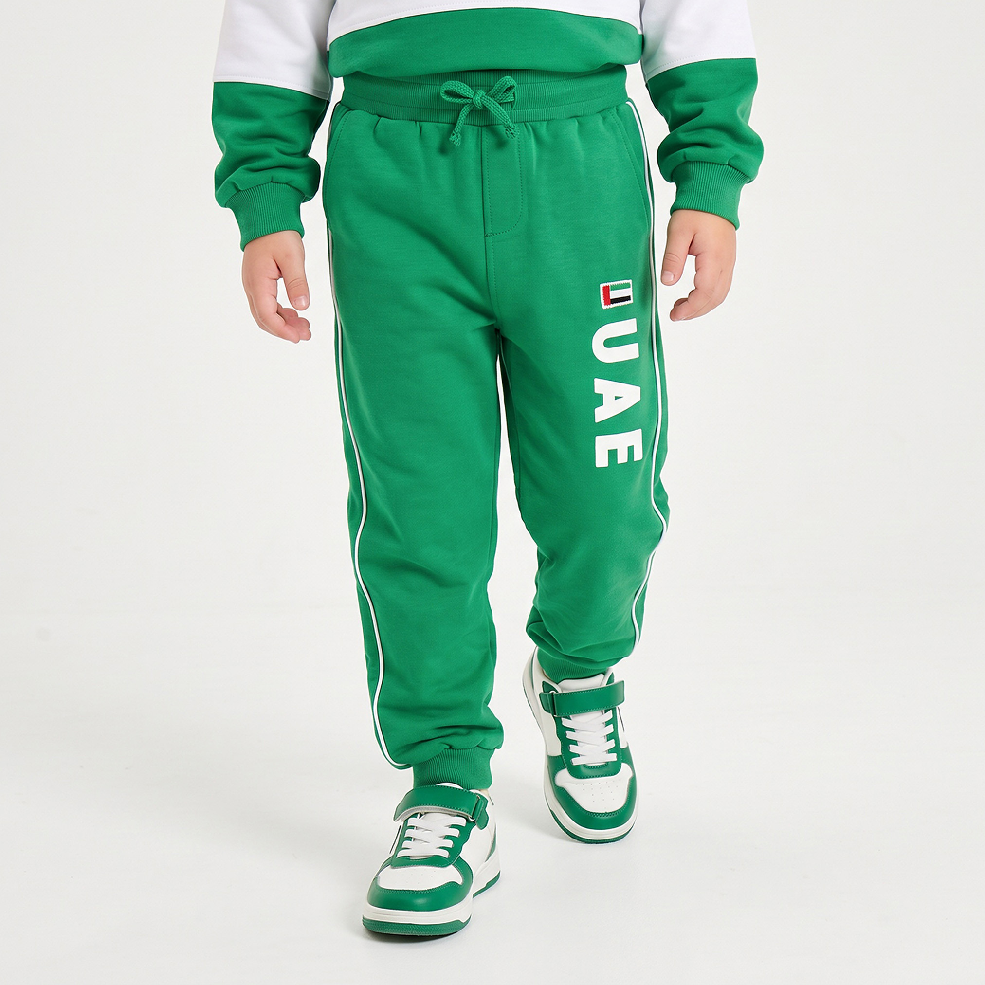 Juniors Elasticated Drawstring Waist Joggers with UAE National Day Print-boys-clothing-bottoms-joggersandtrackpants-image-1