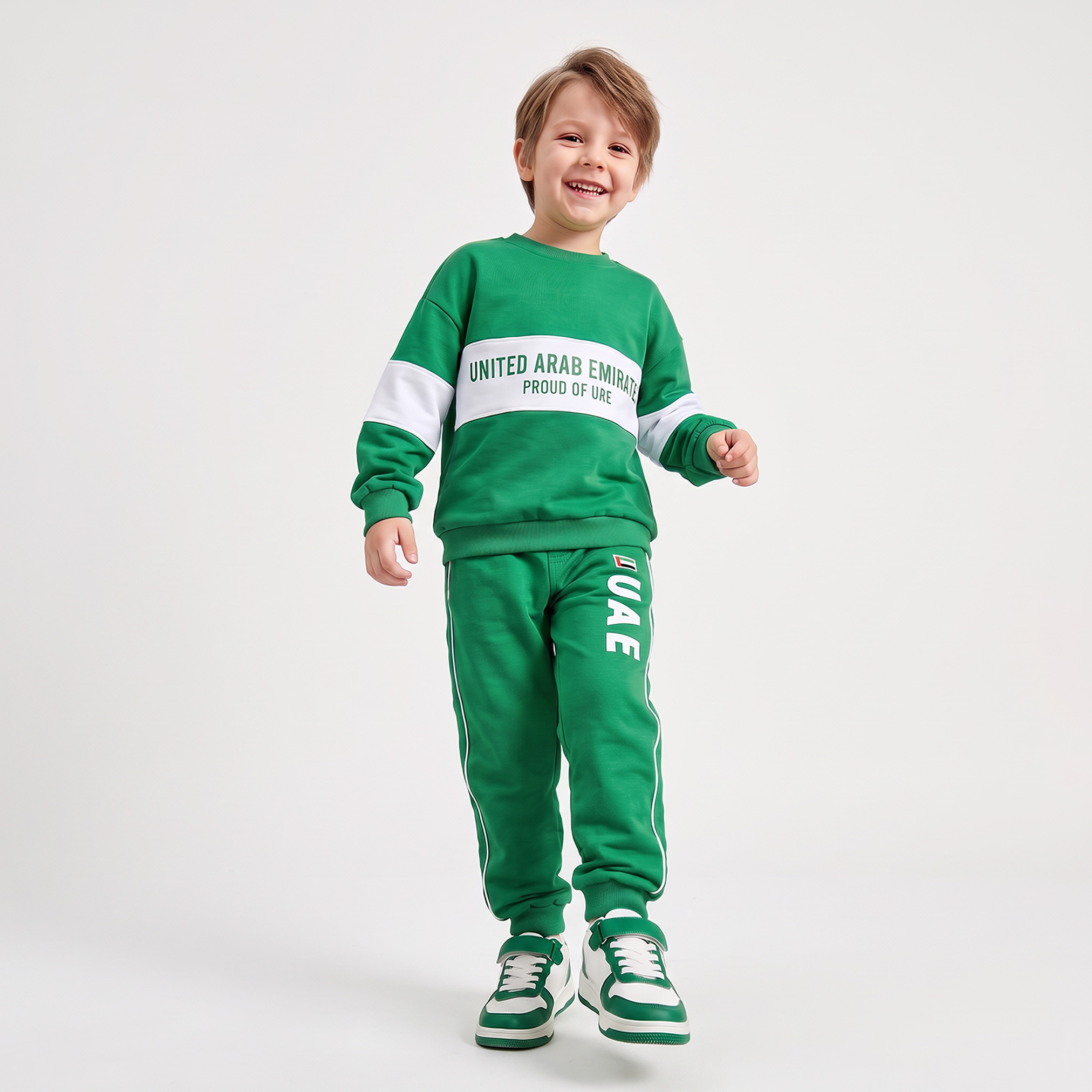 Juniors Elasticated Drawstring Waist Joggers with UAE National Day Print-boys-clothing-bottoms-joggersandtrackpants-image-3
