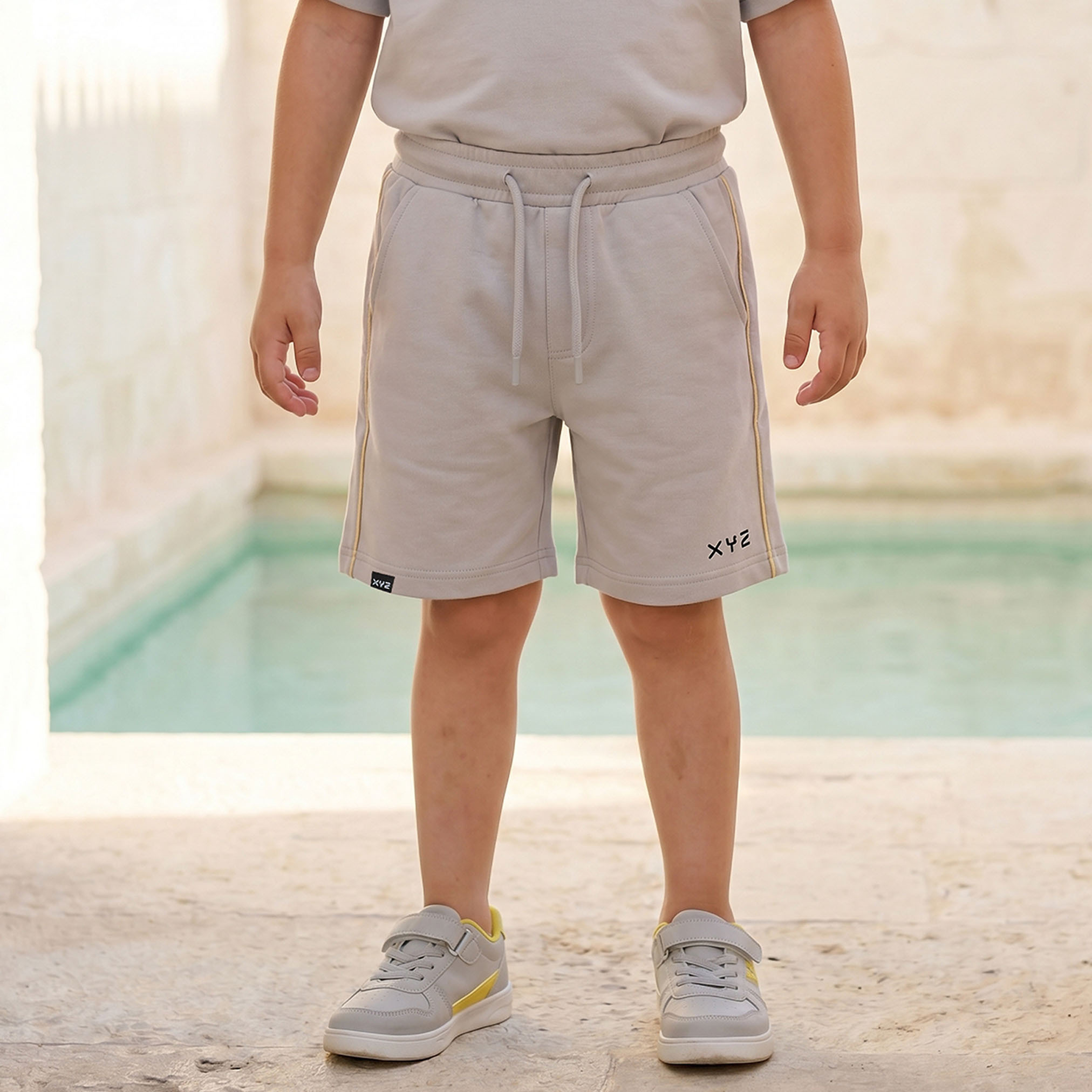 XYZ Crew Neck Short Sleeves T-shirt and Shorts Set with Contrast Piping-boys-clothing-setsandcoords-image-3