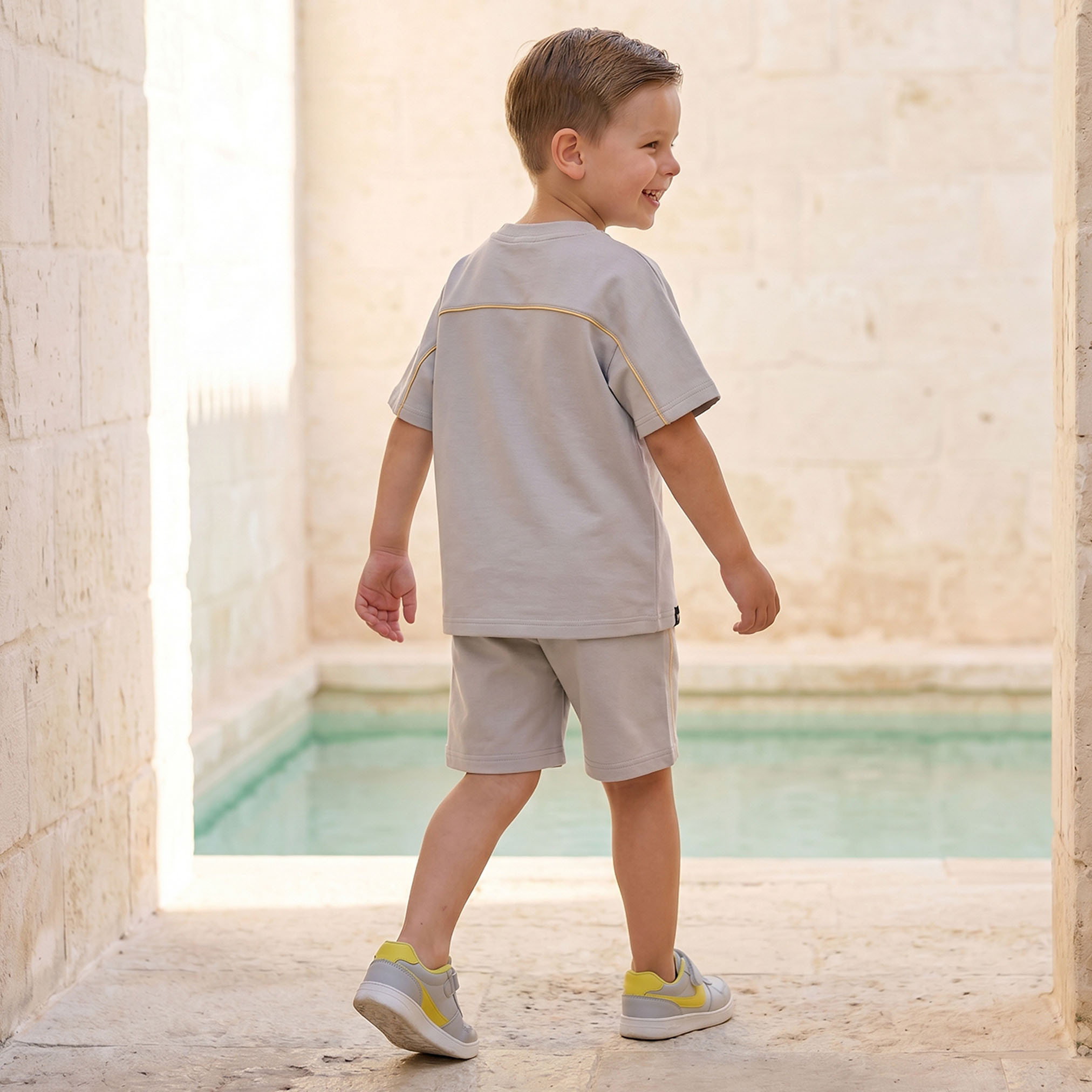XYZ Crew Neck Short Sleeves T-shirt and Shorts Set with Contrast Piping-boys-clothing-setsandcoords-image-4