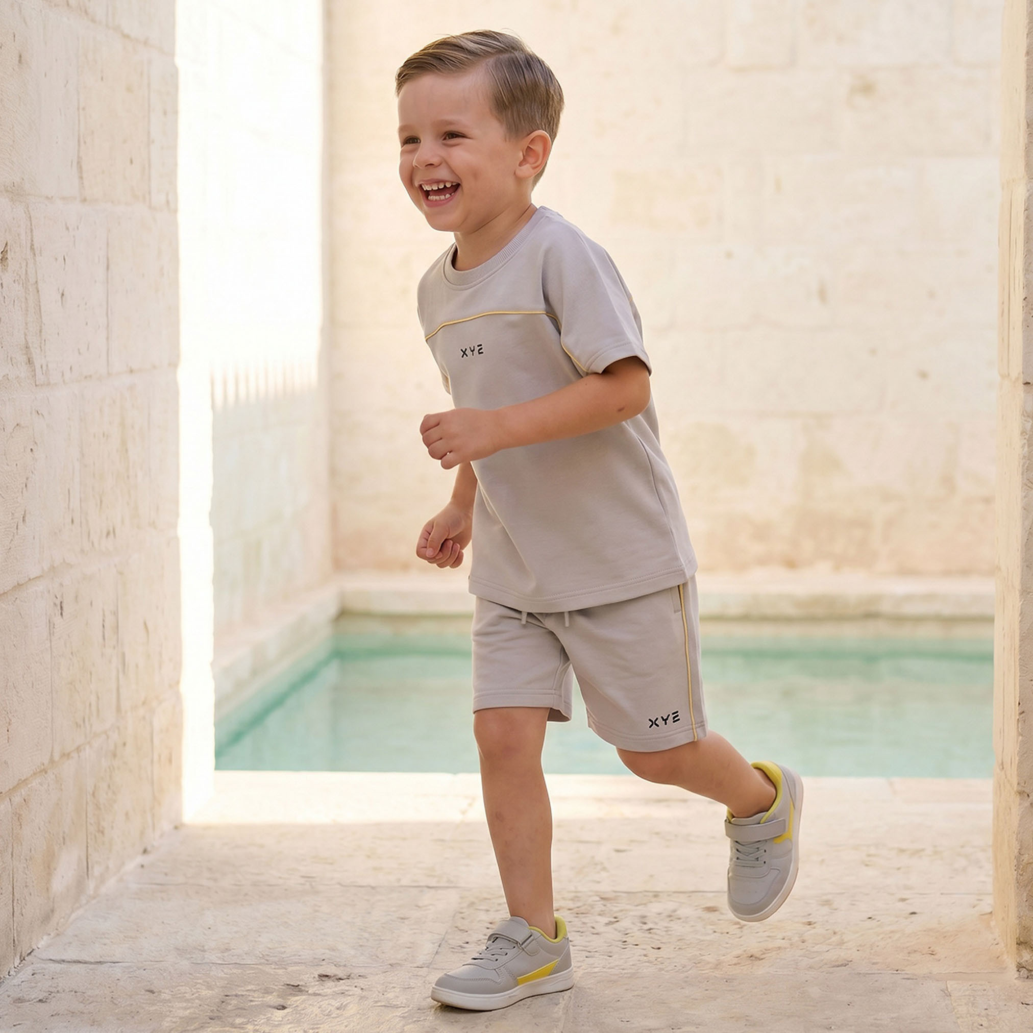 XYZ Crew Neck Short Sleeves T-shirt and Shorts Set with Contrast Piping-boys-clothing-setsandcoords-image-7
