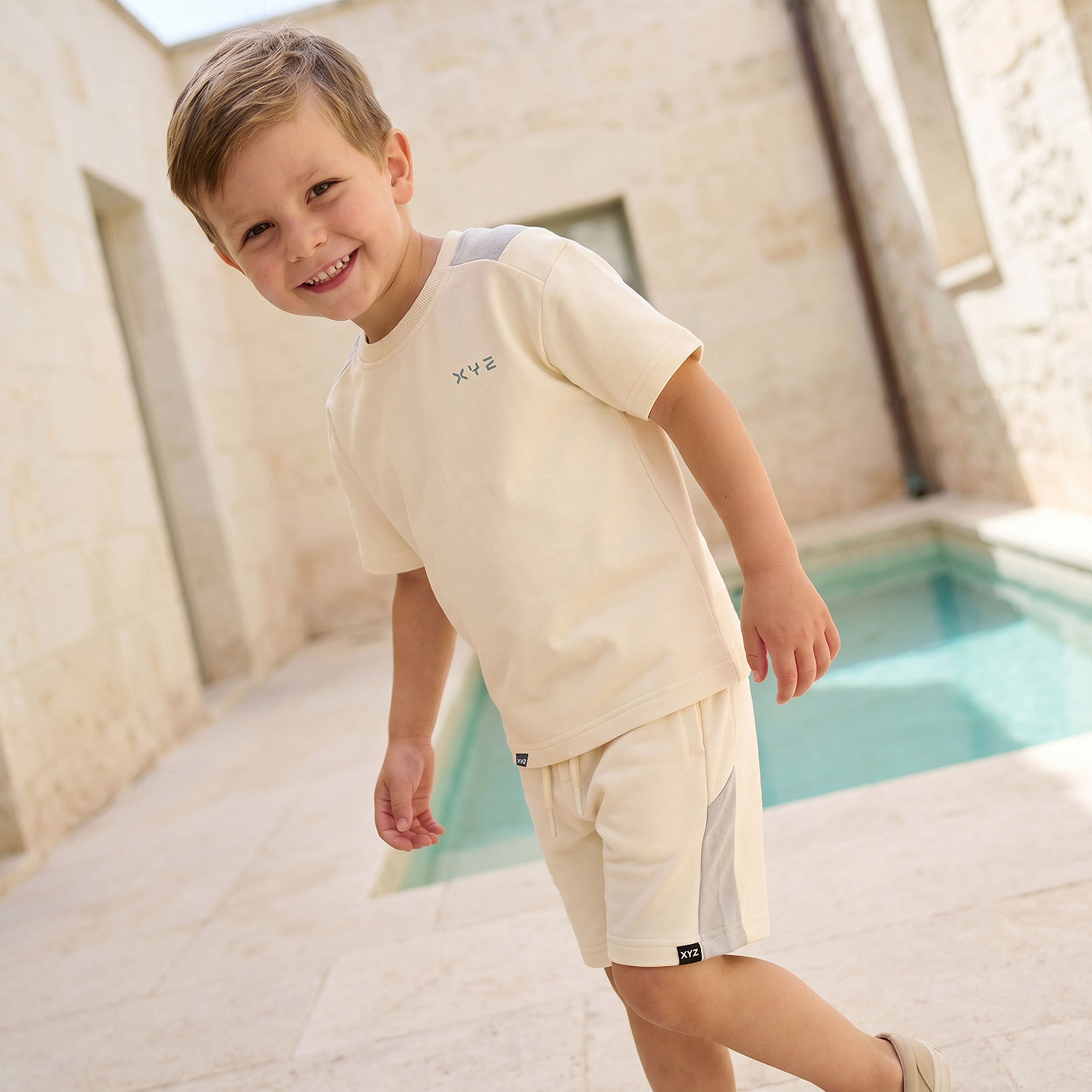 XYZ Crew Neck Short Sleeves T-shirt and Shorts Set with Panelled Design-boys-clothing-setsandcoords-image-7