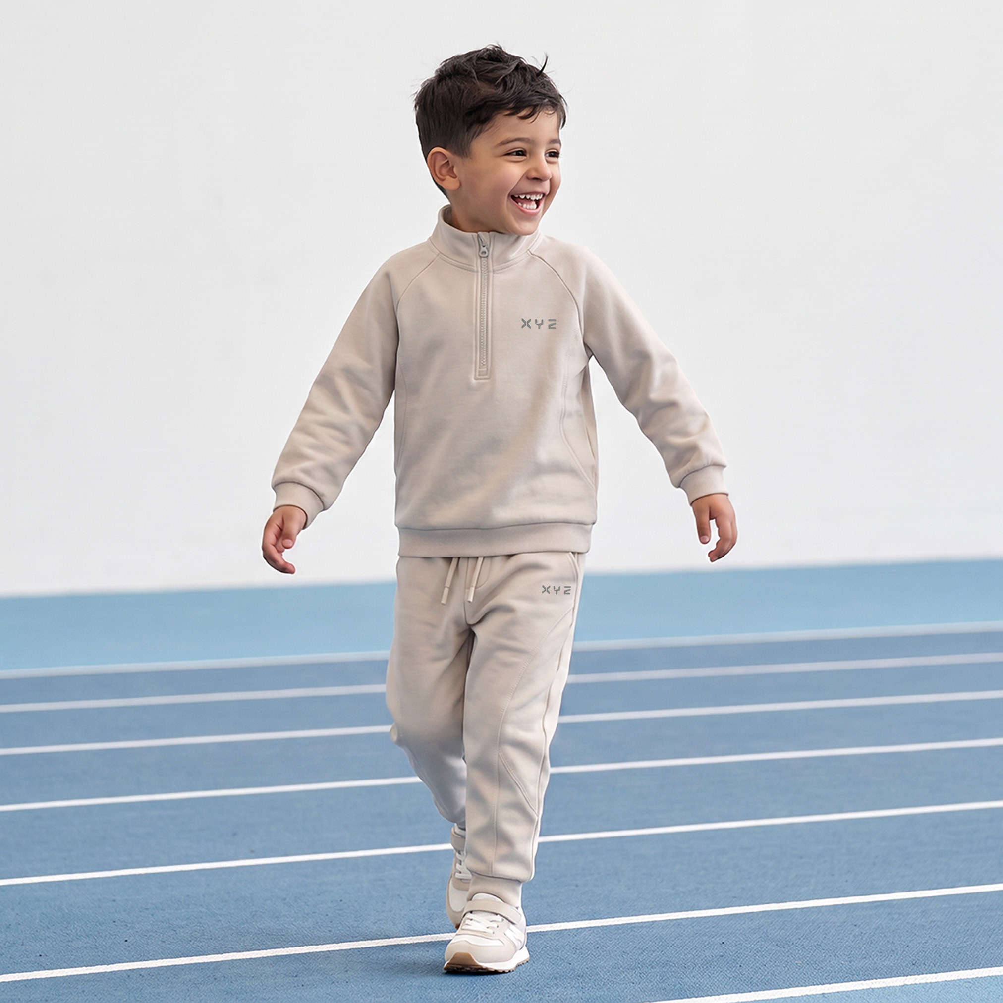 XYZ High Neck Long Sleeves Sweatshirt and Joggers Set with Zip Closure-boys-clothing-setsandcoords-image-1