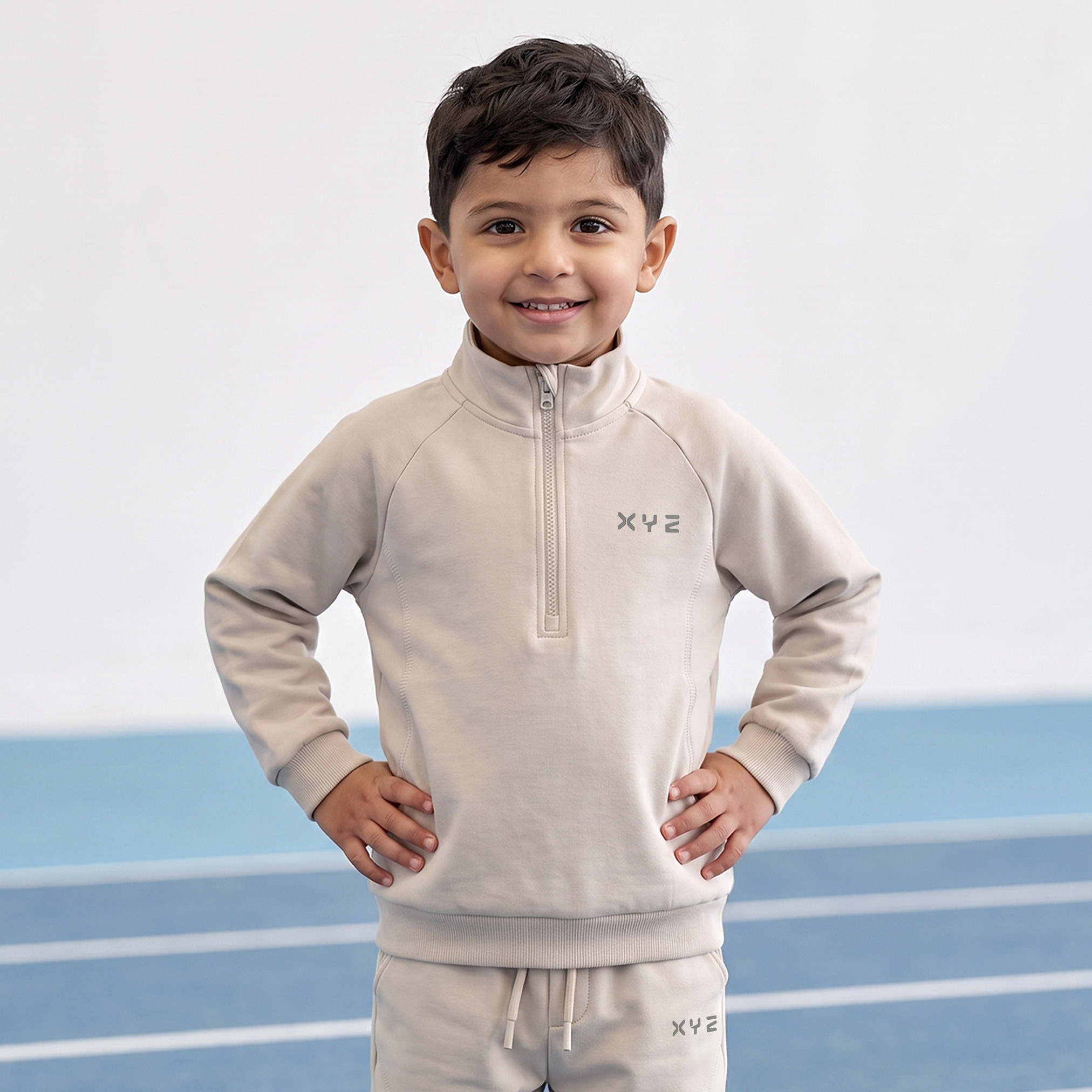XYZ High Neck Long Sleeves Sweatshirt and Joggers Set with Zip Closure-boys-clothing-setsandcoords-image-2