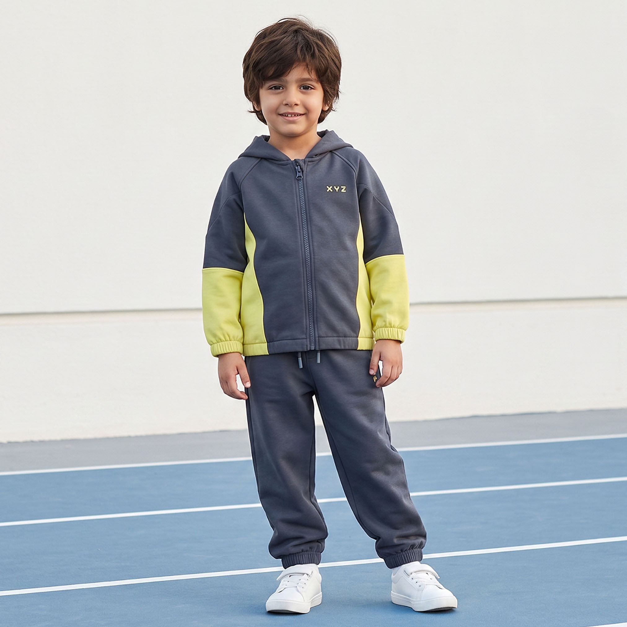 XYZ Hooded Long Sleeves Sweatshirt and Joggers Set with Panelled Detail-boys-clothing-setsandcoords-image-1