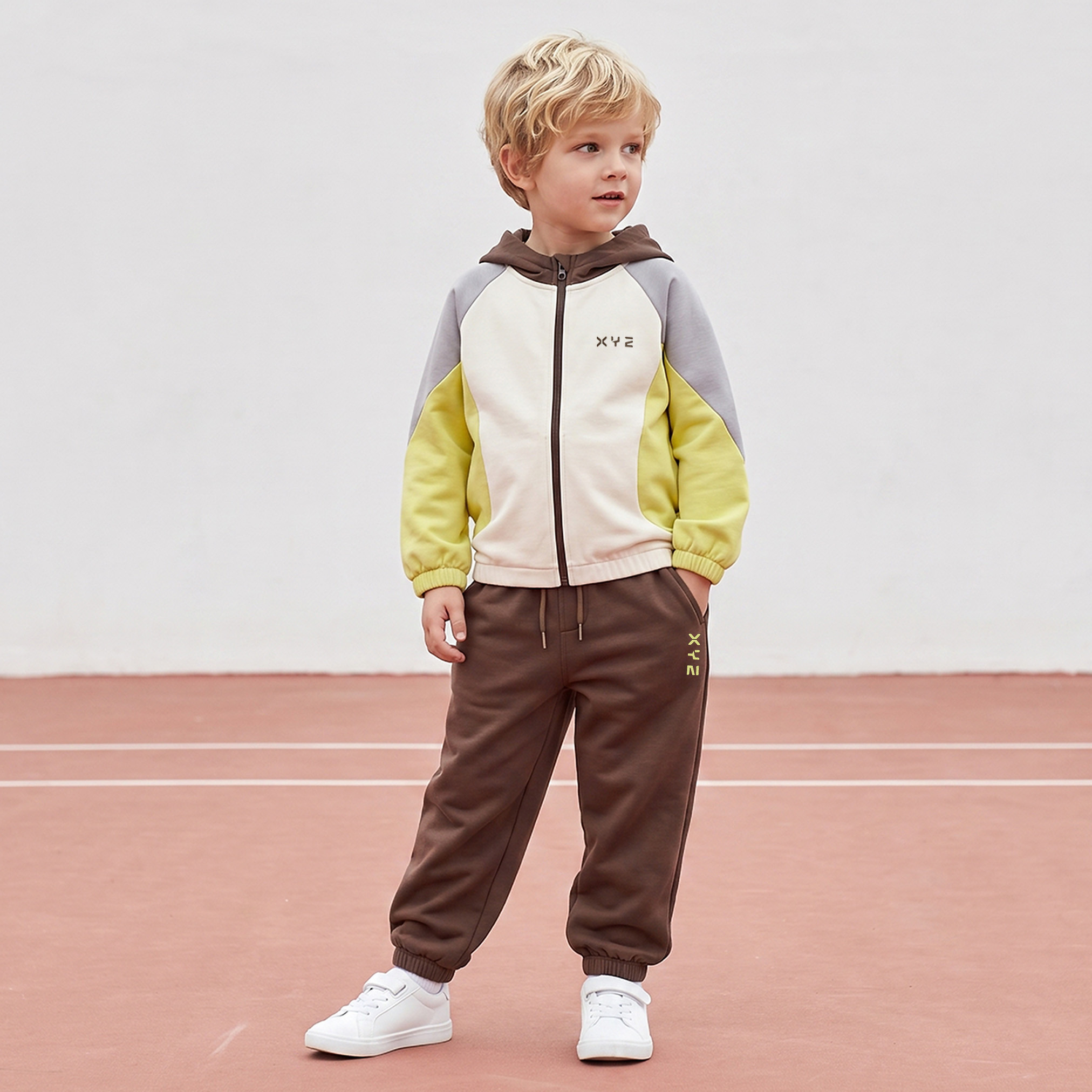 XYZ Hooded Long Sleeves Sweatshirt and Joggers Set with Colourblock Design-boys-clothing-setsandcoords-image-1