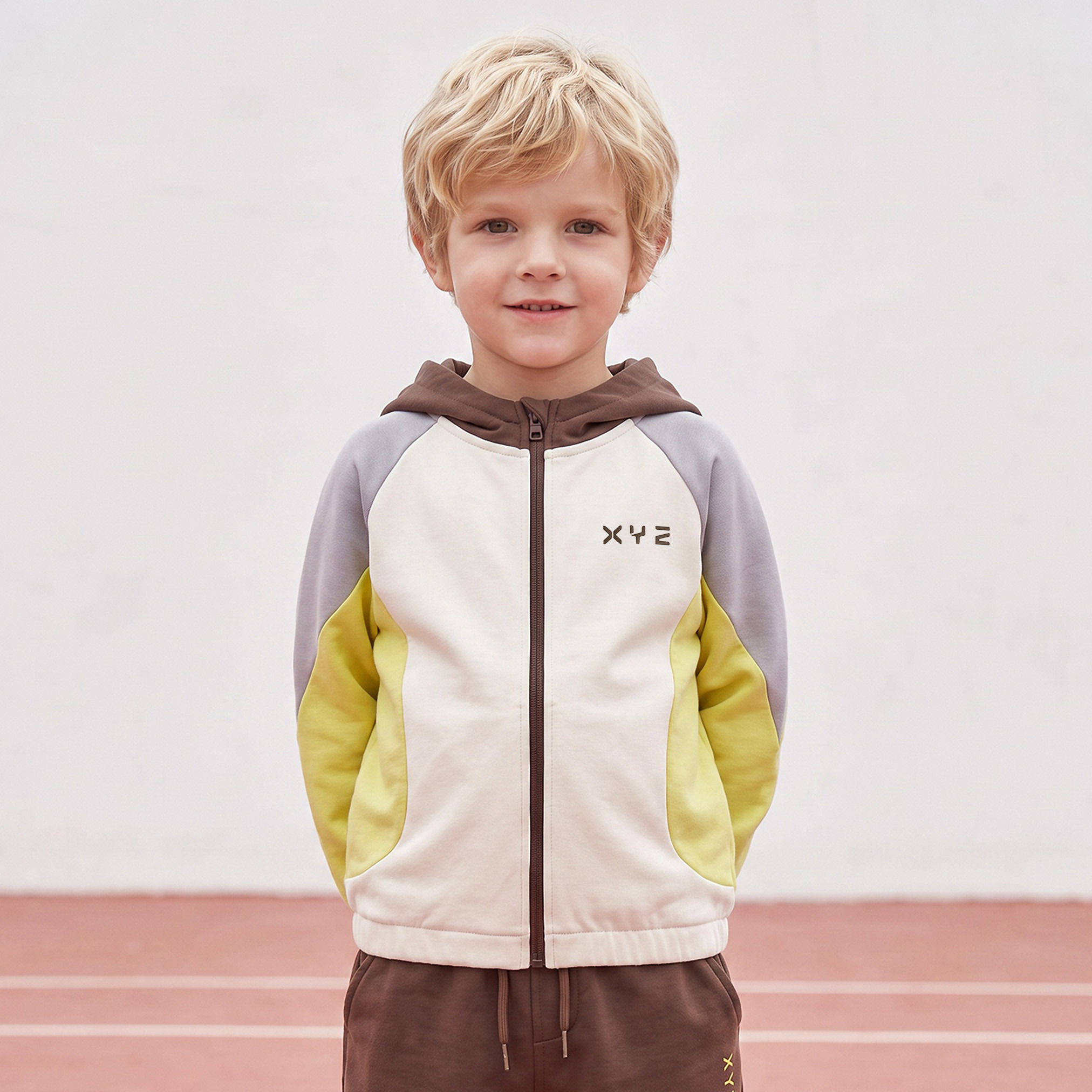 XYZ Hooded Long Sleeves Sweatshirt and Joggers Set with Colourblock Design-boys-clothing-setsandcoords-image-2