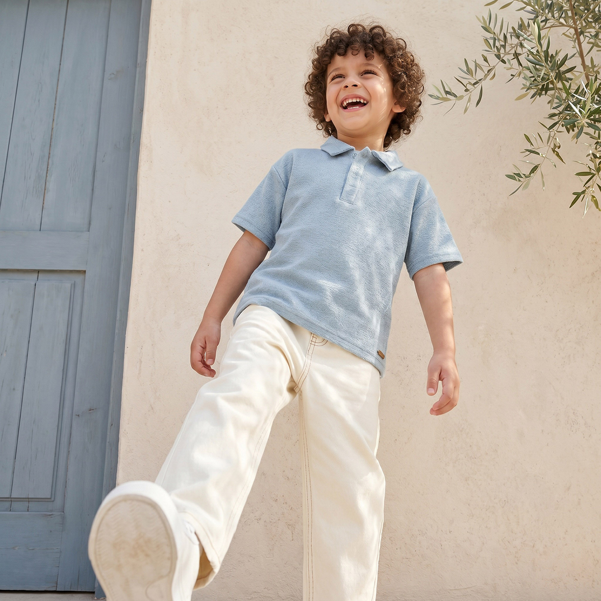 Eligo Collared Short Sleeves T-shirt with Textured Design-boys-clothing-tshirtsandpolos-image-5