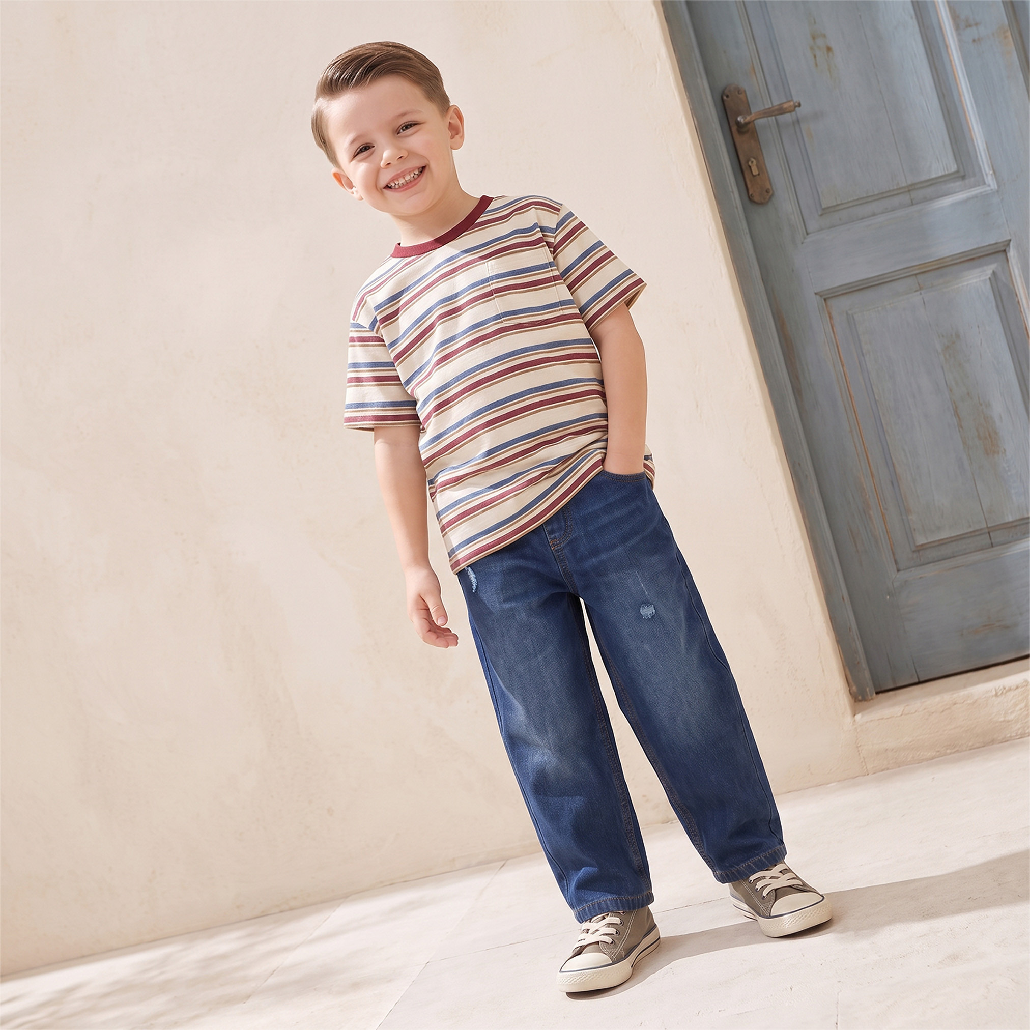 Eligo Crew Neck Short Sleeves T-shirt with Stripes-boys-clothing-tshirtsandpolos-image-2