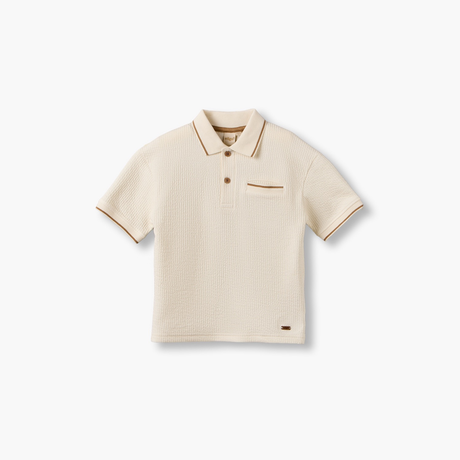 Eligo Collared Short Sleeves T-shirt with Textured Design-boys-clothing-tshirtsandpolos-image-1