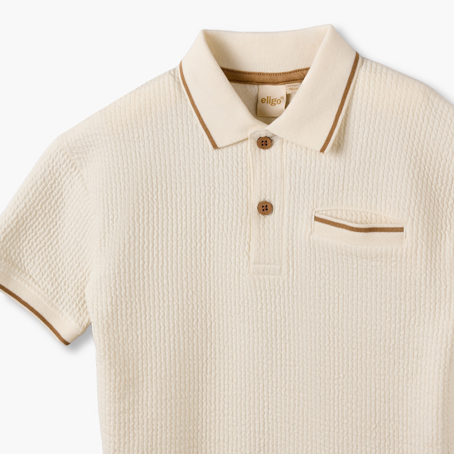 Eligo Collared Short Sleeves T-shirt with Textured Design-boys-clothing-tshirtsandpolos-image-3