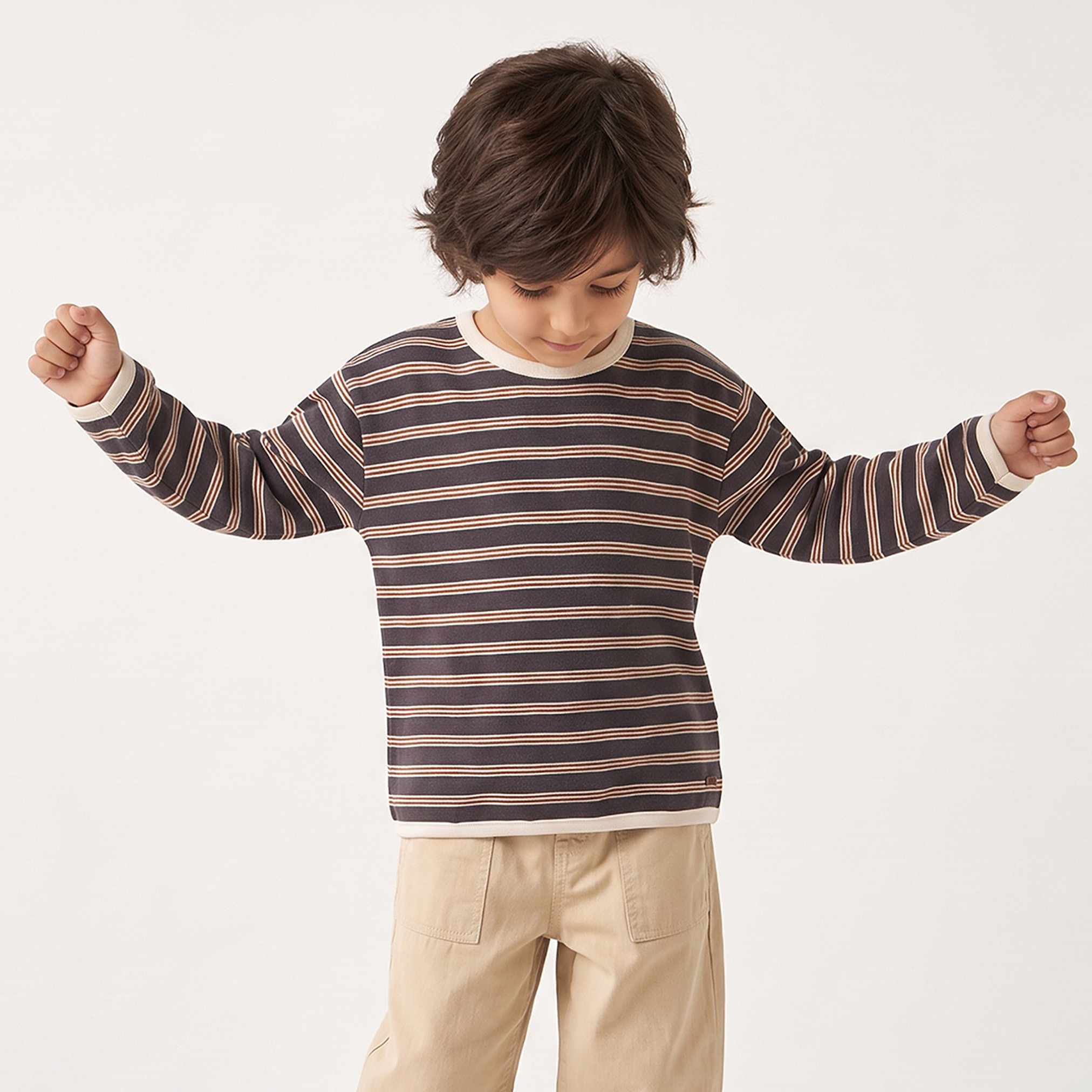 Eligo Crew Neck Long Sleeves T-shirt with Strips-boys-clothing-tshirtsandpolos-image-1
