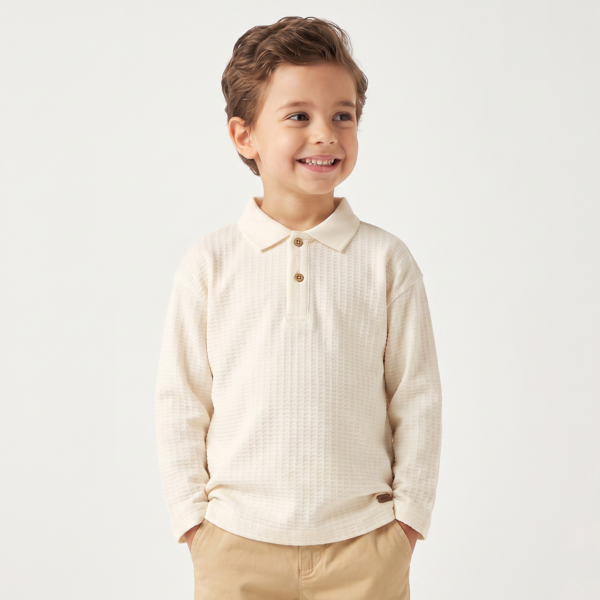 Eligo Collared Long Sleeves Polo T-shirt with Ribbed Texture-boys-clothing-tshirtsandpolos-image-1