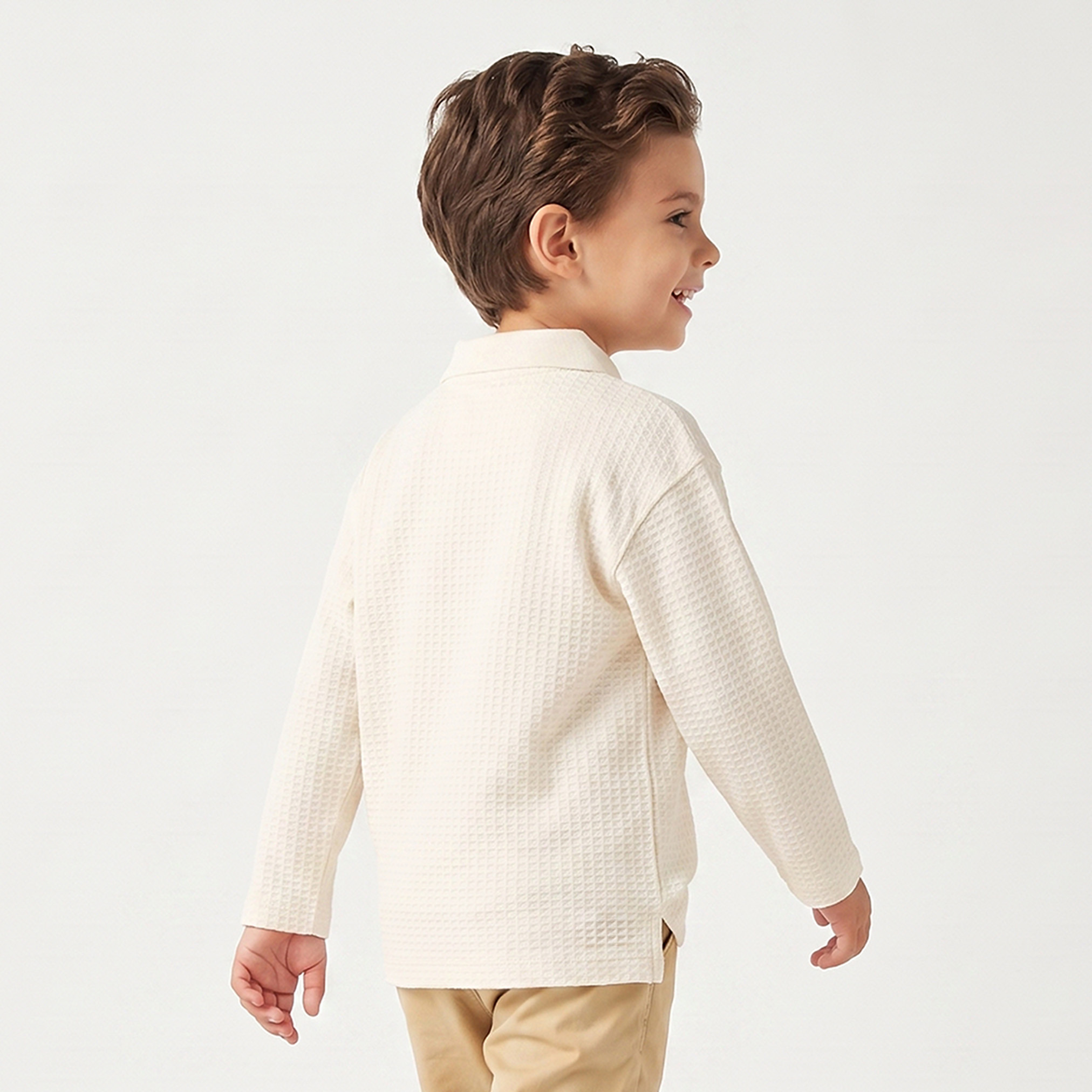 Eligo Collared Long Sleeves Polo T-shirt with Ribbed Texture-boys-clothing-tshirtsandpolos-image-2