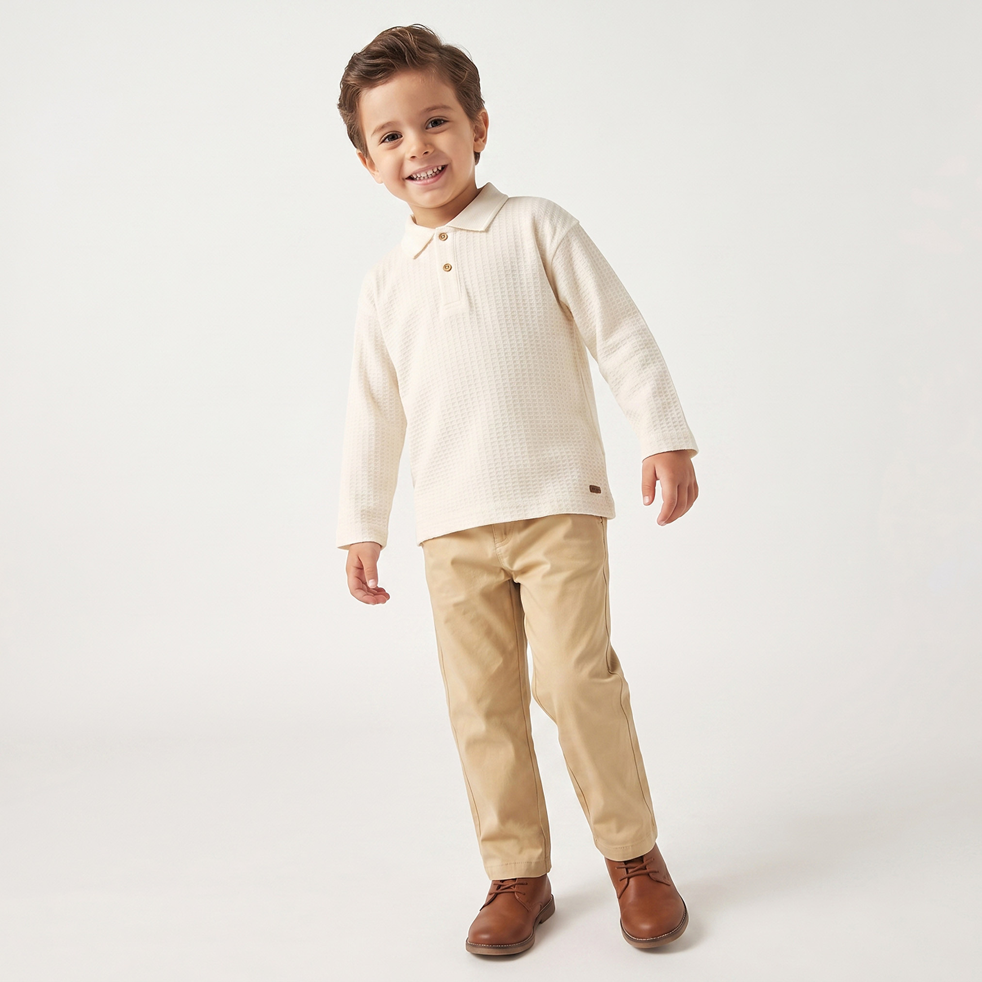 Eligo Collared Long Sleeves Polo T-shirt with Ribbed Texture-boys-clothing-tshirtsandpolos-image-3