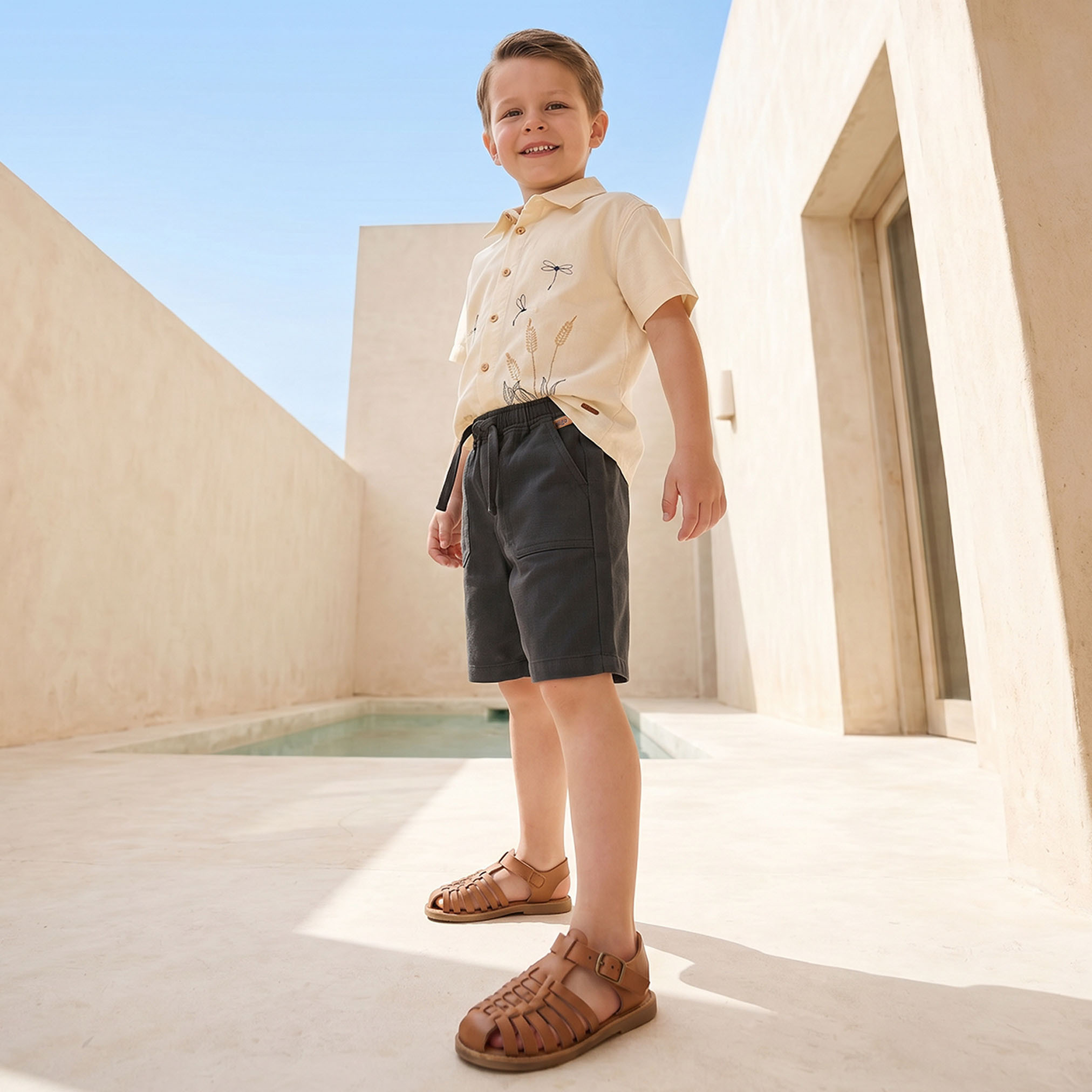 شورت طول الركبة برباط خصر وجيوب من إليجو-baby-boys-clothing-bottoms-shorts-image-5