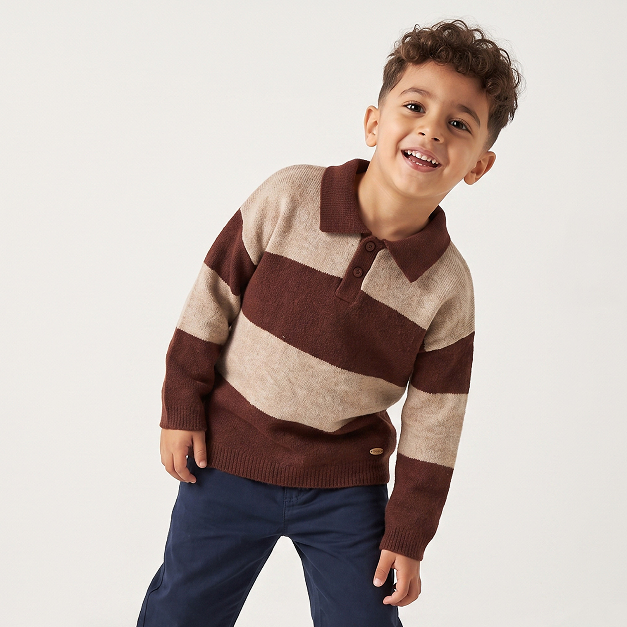 كنزة مخططة بأكمام طويلة من إليجو-baby-boys-clothing-winterwear-jumpersandcardigans-image-1