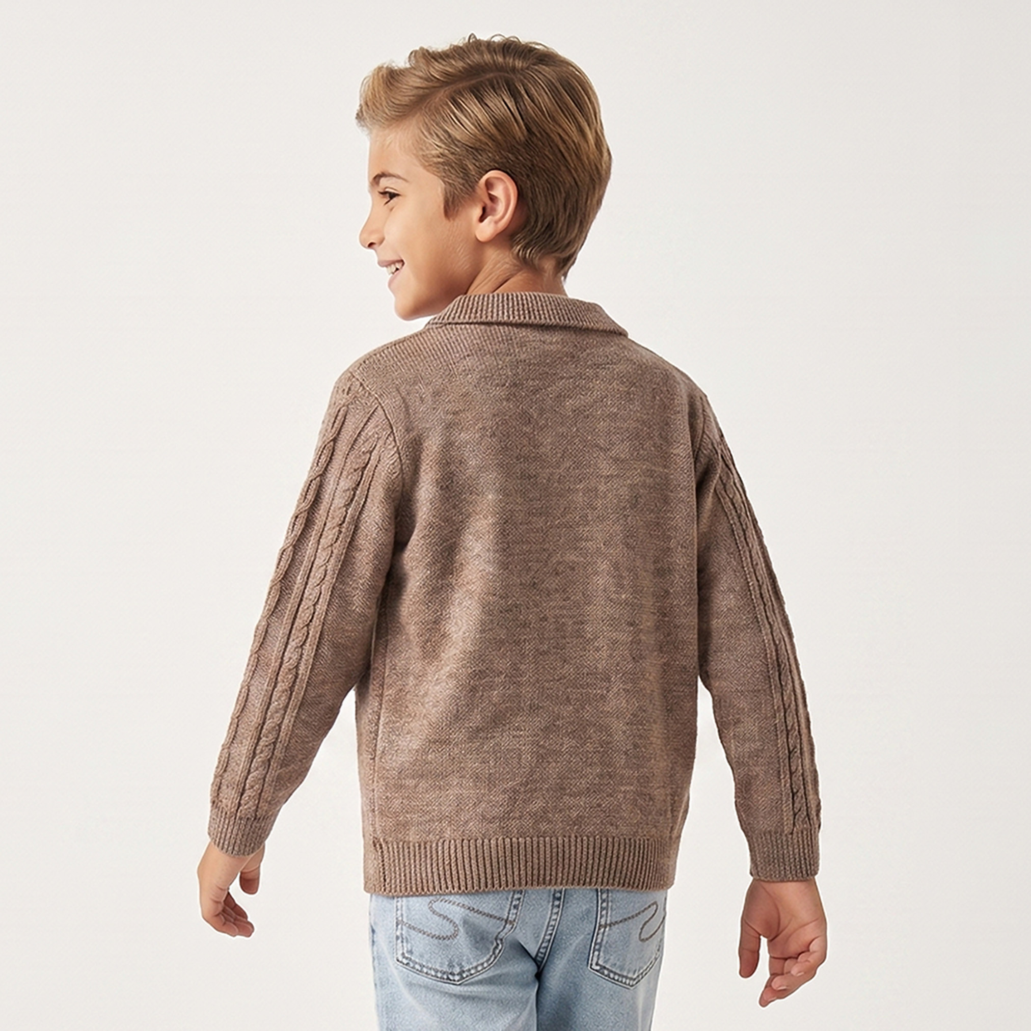 Eligo Cable Knit Cardigan with Long Sleeves-baby-boys-clothing-winterwear-jumpersandcardigans-image-2
