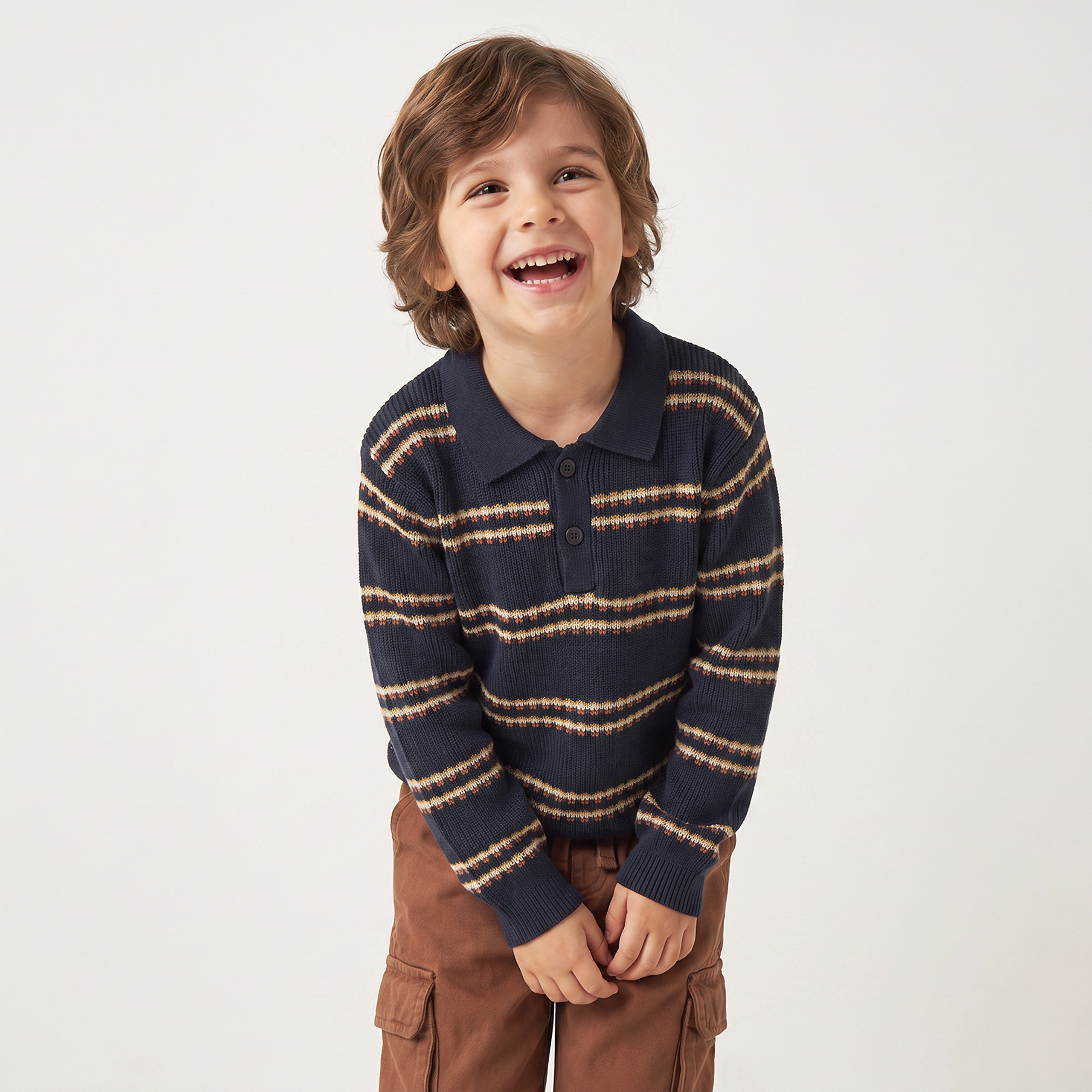 كنزة بياقة عادية وأكمام طويلة من إليجو-baby-boys-clothing-winterwear-jumpersandcardigans-image-1