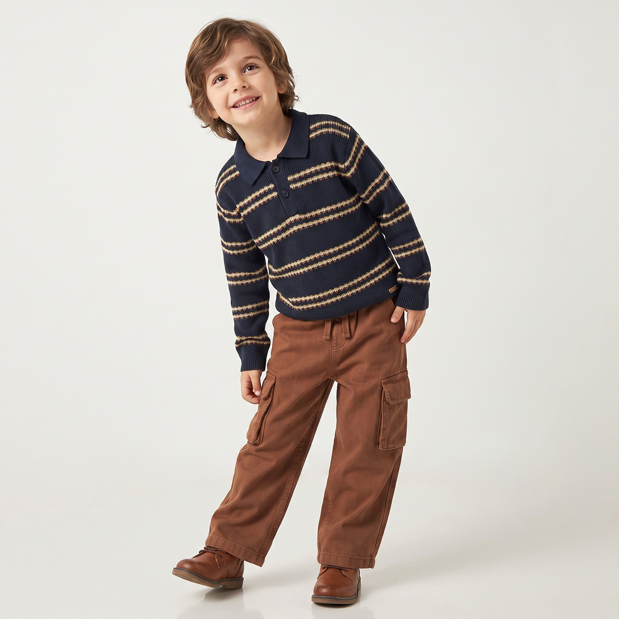 كنزة بياقة عادية وأكمام طويلة من إليجو-baby-boys-clothing-winterwear-jumpersandcardigans-image-2