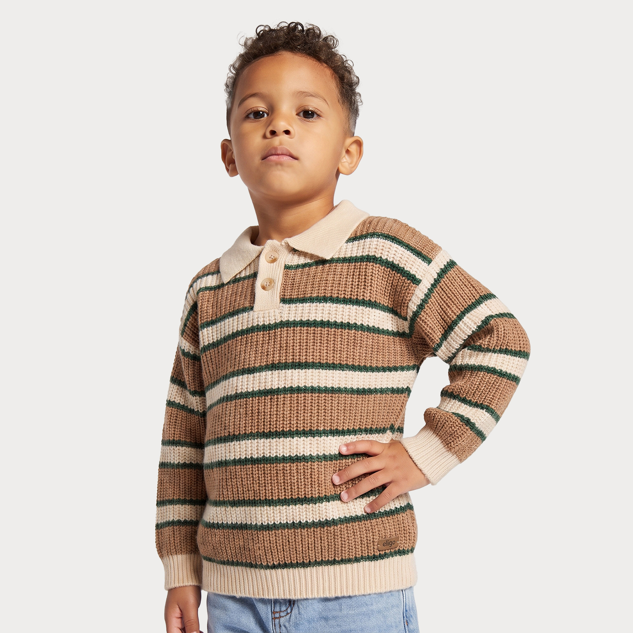 كنزة مخططة بأكمام طويلة من إليجو-baby-boys-clothing-winterwear-jumpersandcardigans-image-1