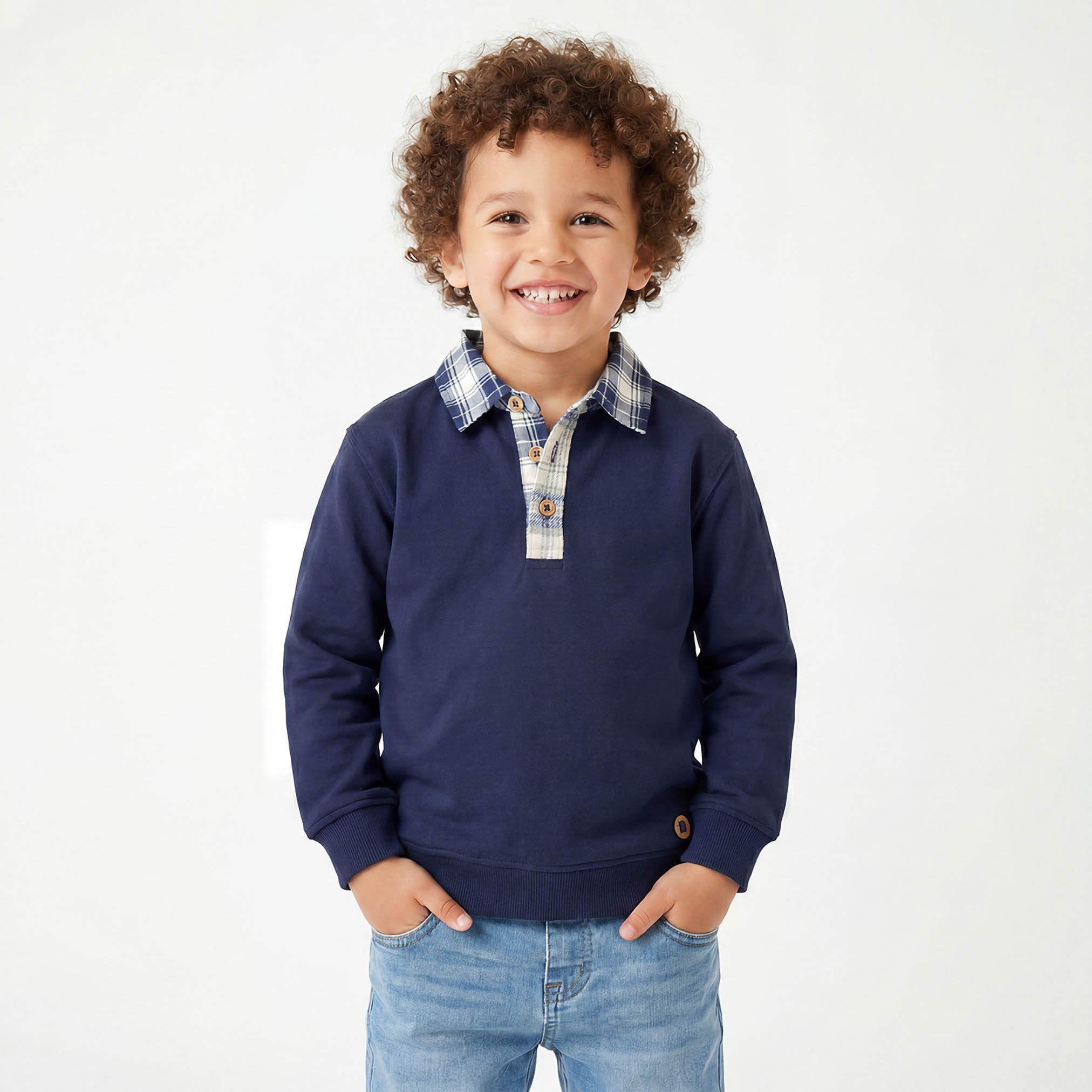 سويت شيرت كاروهات بياقة وأكمام طويلة من إليجو-baby-boys-clothing-winterwear-sweatshirts-image-1
