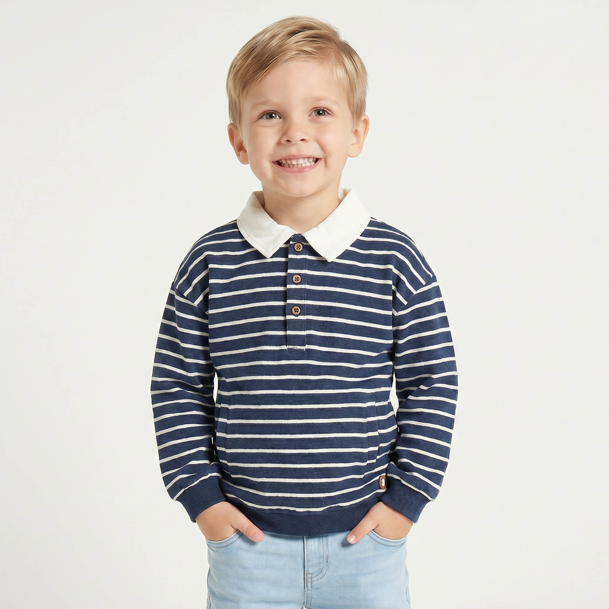Eligo Striped Sweatshirt with Long Sleeves-baby-boys-clothing-sweatshirts-image-1