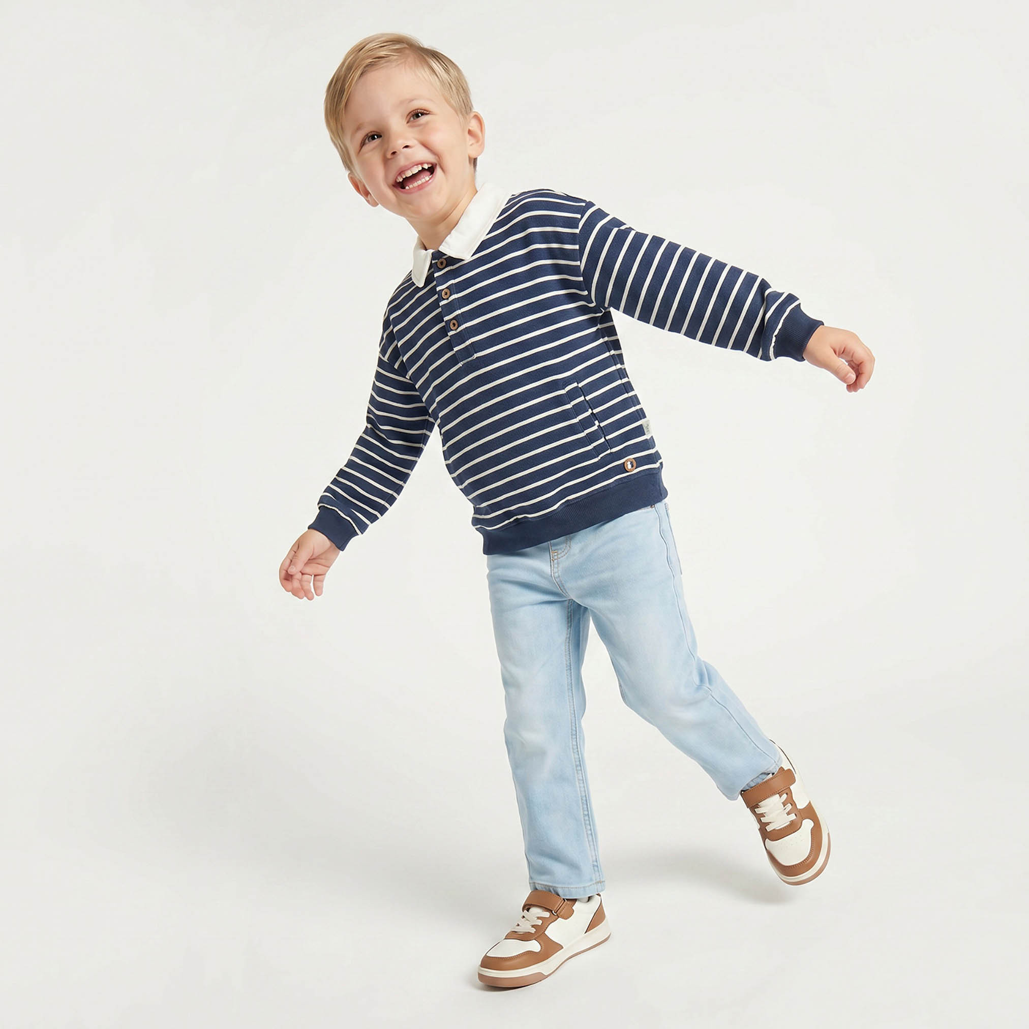 Eligo Striped Sweatshirt with Long Sleeves-baby-boys-clothing-sweatshirts-image-2