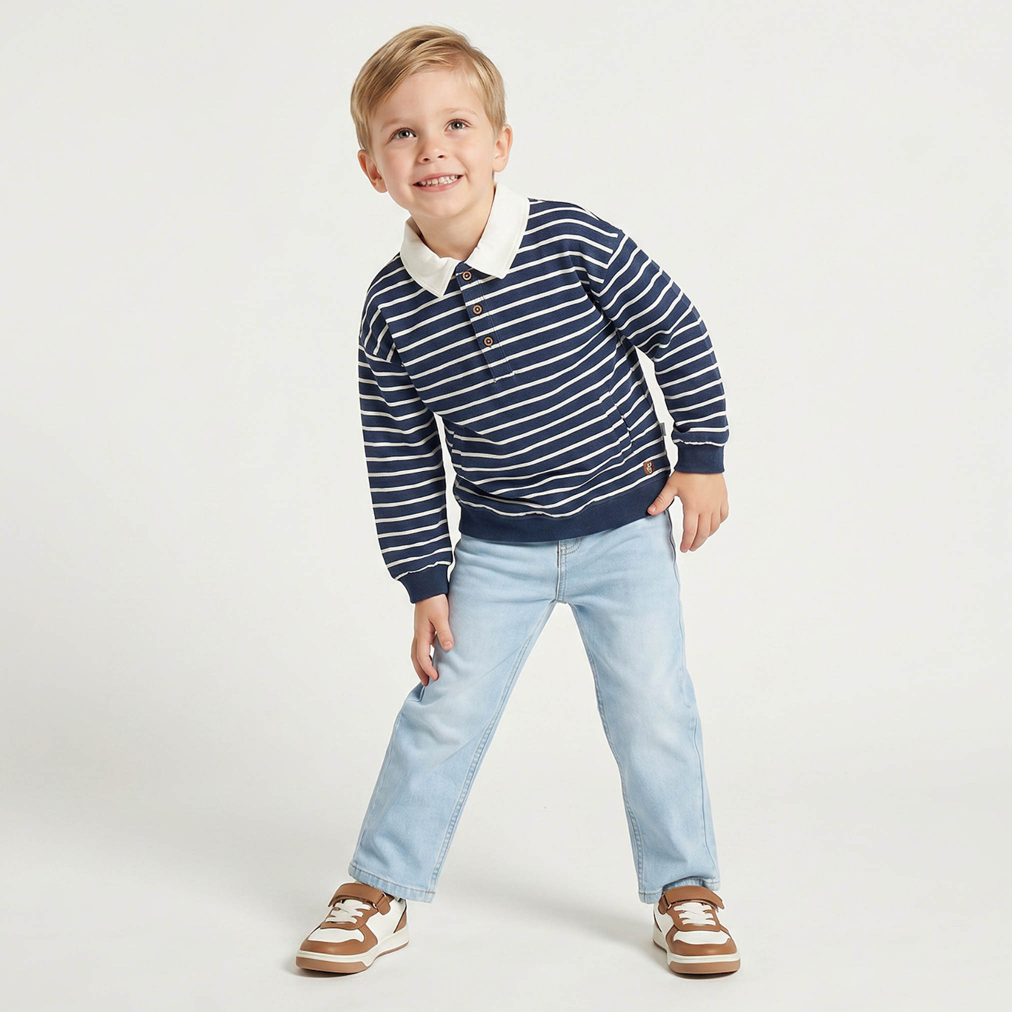Eligo Striped Sweatshirt with Long Sleeves-baby-boys-clothing-sweatshirts-image-5
