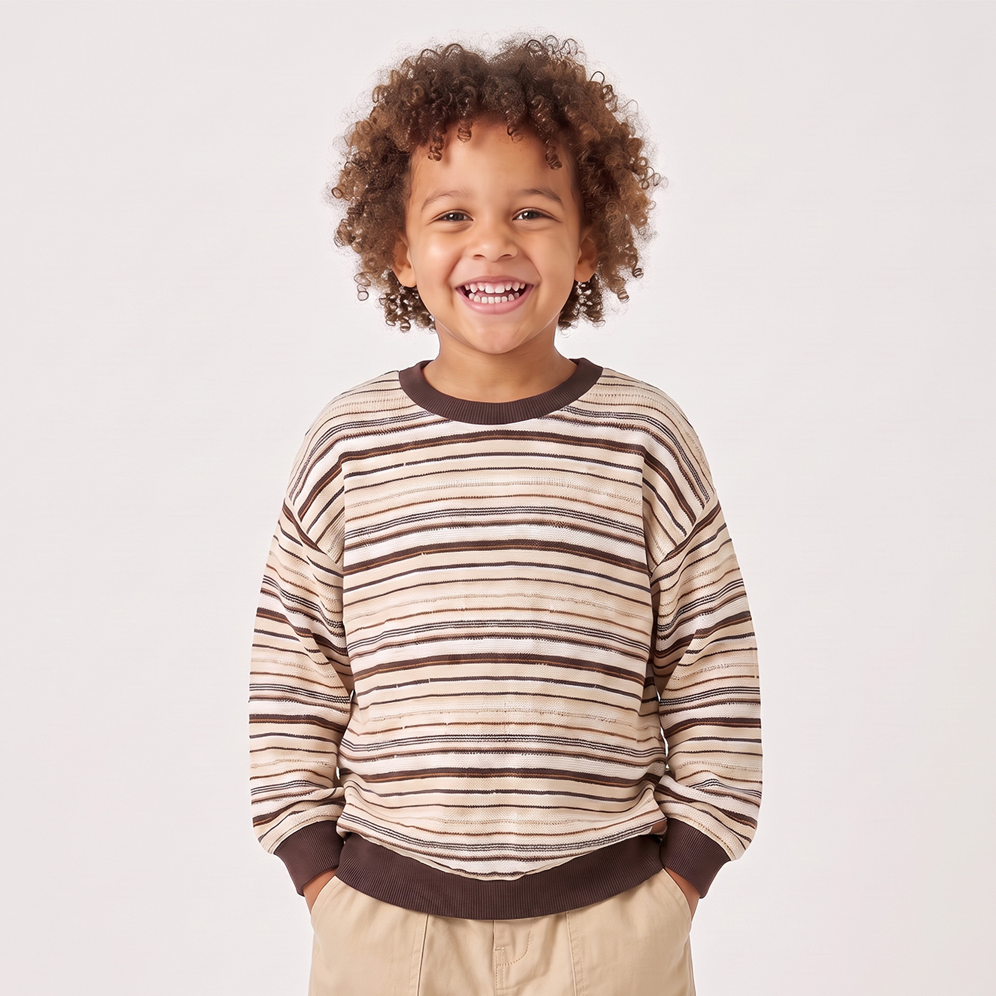 Juniors Striped Sweatshirt with Long Sleeves-baby-boys-clothing-winterwear-sweatshirts-image-1