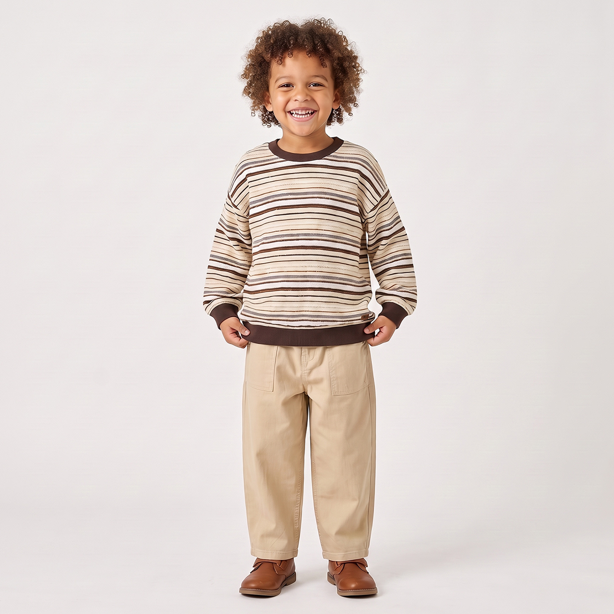 Juniors Striped Sweatshirt with Long Sleeves-baby-boys-clothing-winterwear-sweatshirts-image-2
