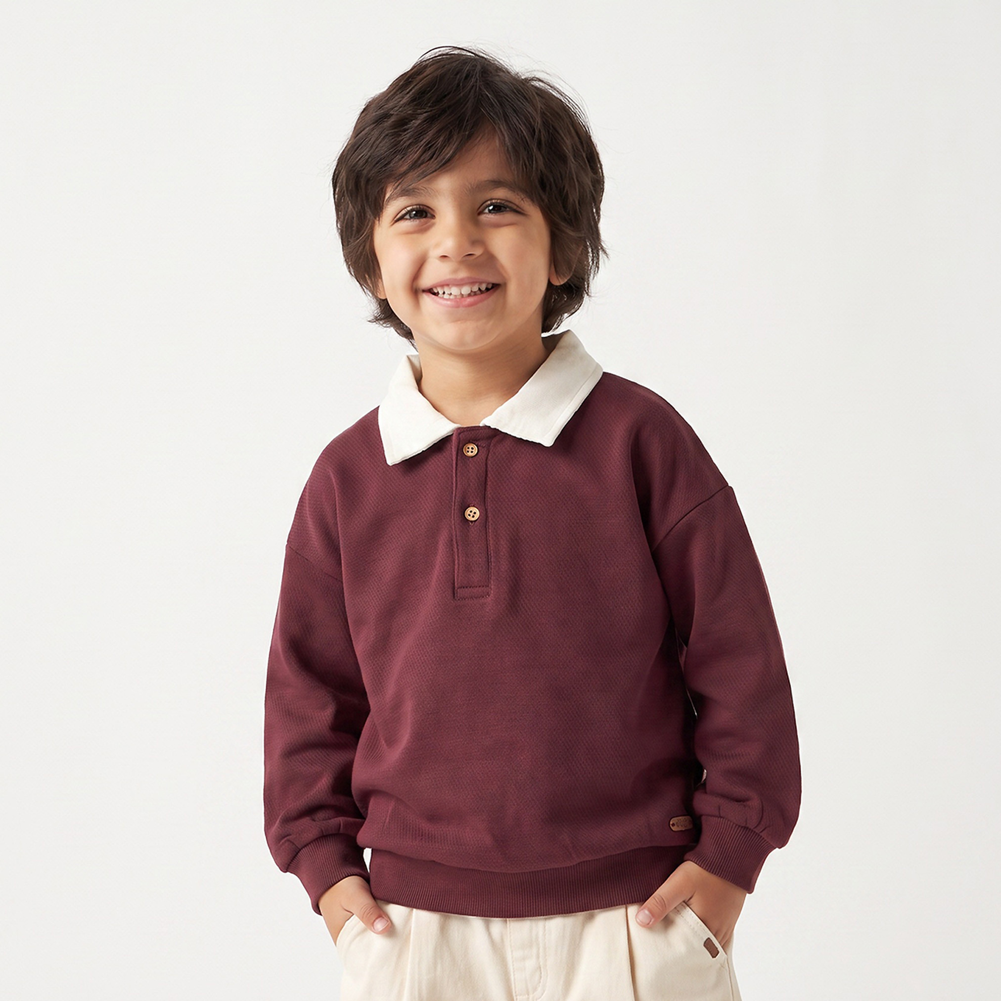 Eligo Collared Sweatshirt with Long Sleeves-baby-boys-clothing-winterwear-sweatshirts-image-1