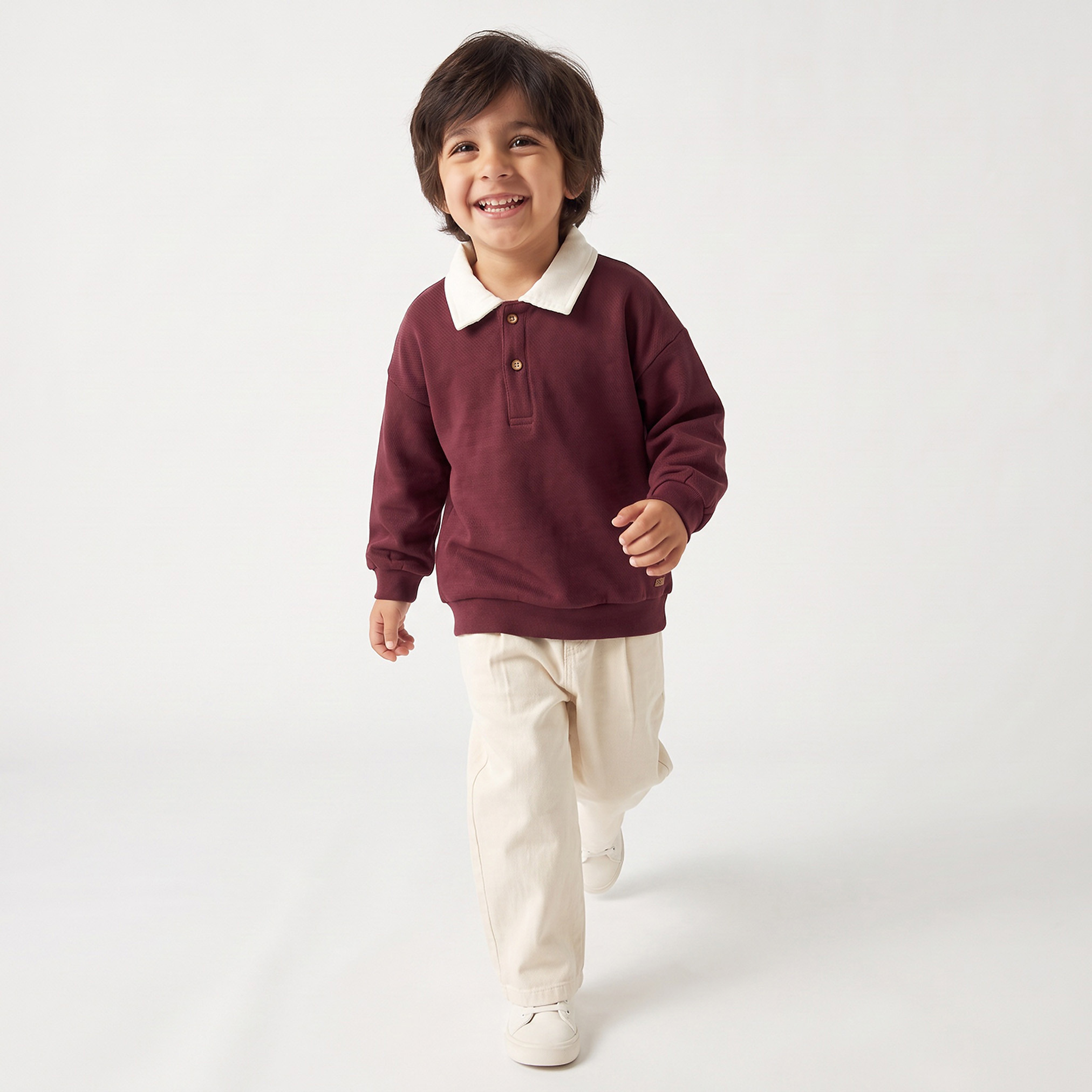 Eligo Collared Sweatshirt with Long Sleeves-baby-boys-clothing-winterwear-sweatshirts-image-2