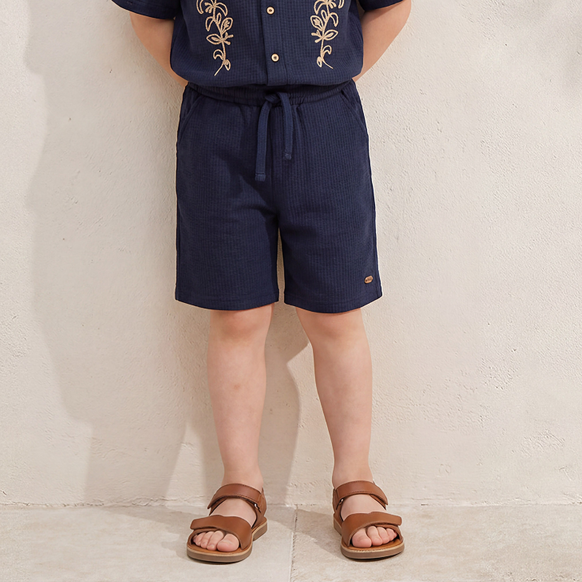 Eligo Collared Short Sleeves Shirt and Shorts Set with Embroidery-boys-clothing-setsandcoords-image-3