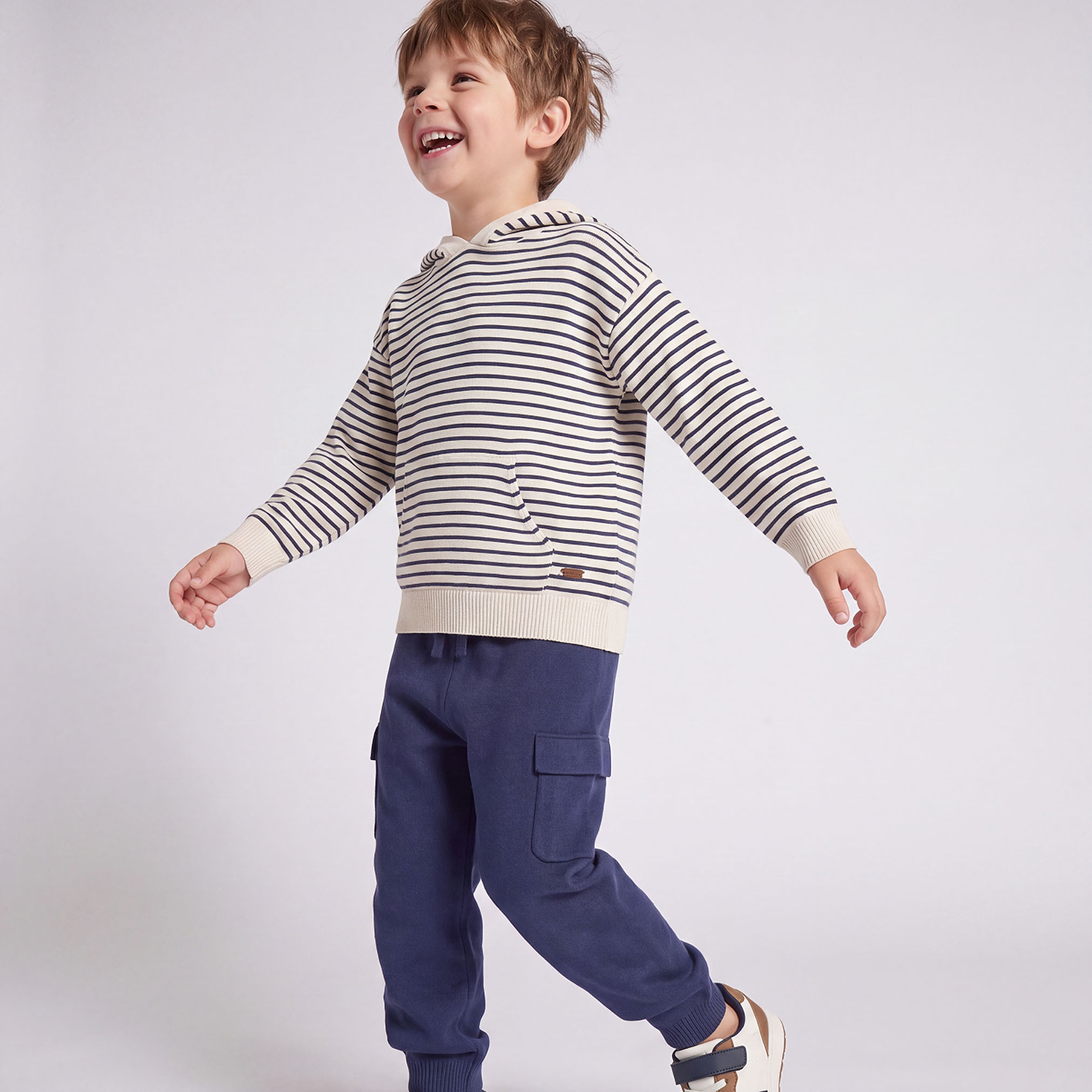 Hooded Long Sleeves Sweatshirt and Trousers Set with Stripes-boys-clothing-setsandcoords-image-1