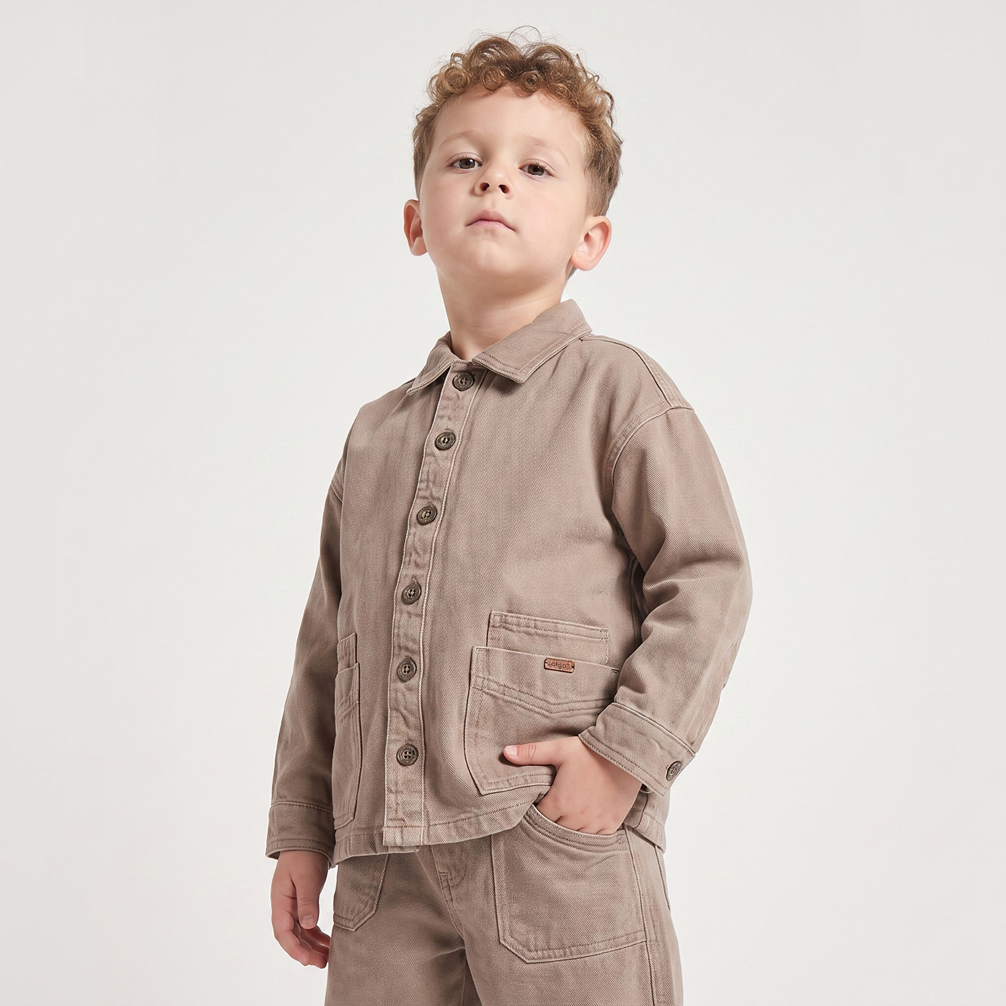 Eligo Collared Long Sleeves Shirt and Pants Set with Patch Pockets-boys-clothing-setsandcoords-image-2