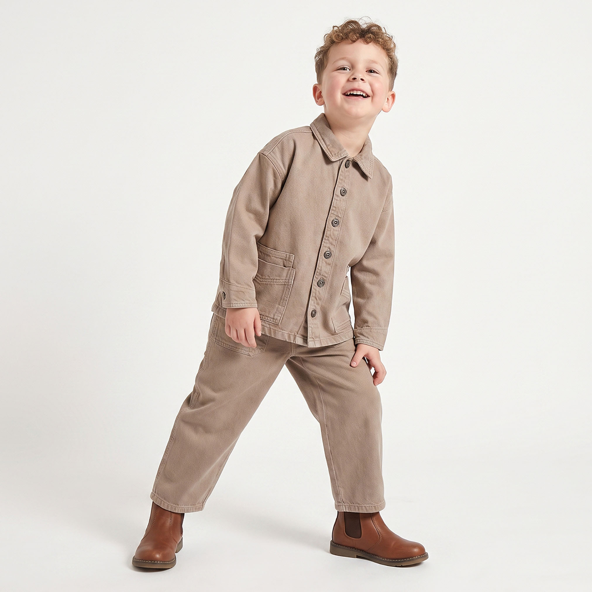 Eligo Collared Long Sleeves Shirt and Pants Set with Patch Pockets-boys-clothing-setsandcoords-image-5
