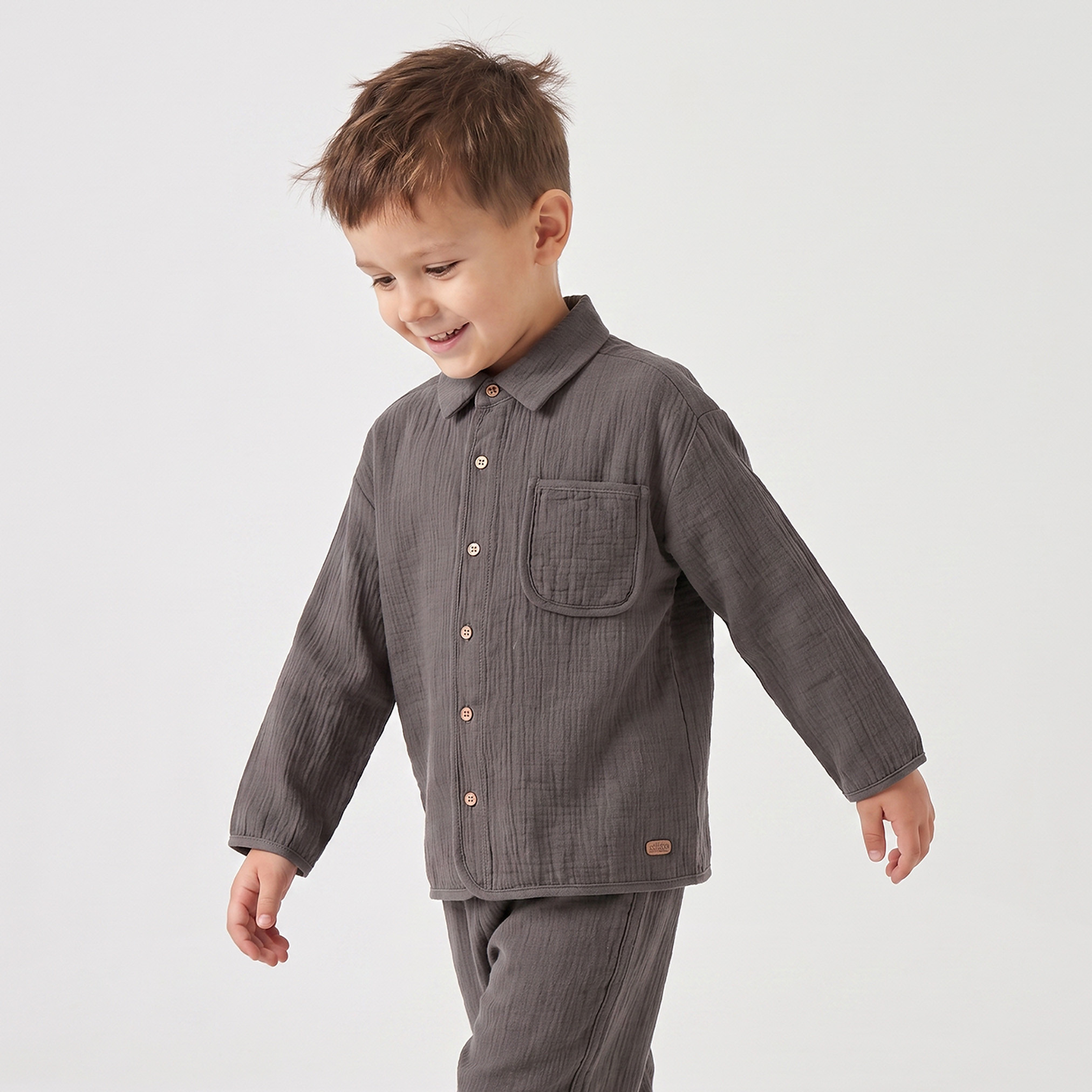 Eligo Collared Long Sleeves Shirt and Pants Set with Textured Design-boys-clothing-setsandcoords-image-2