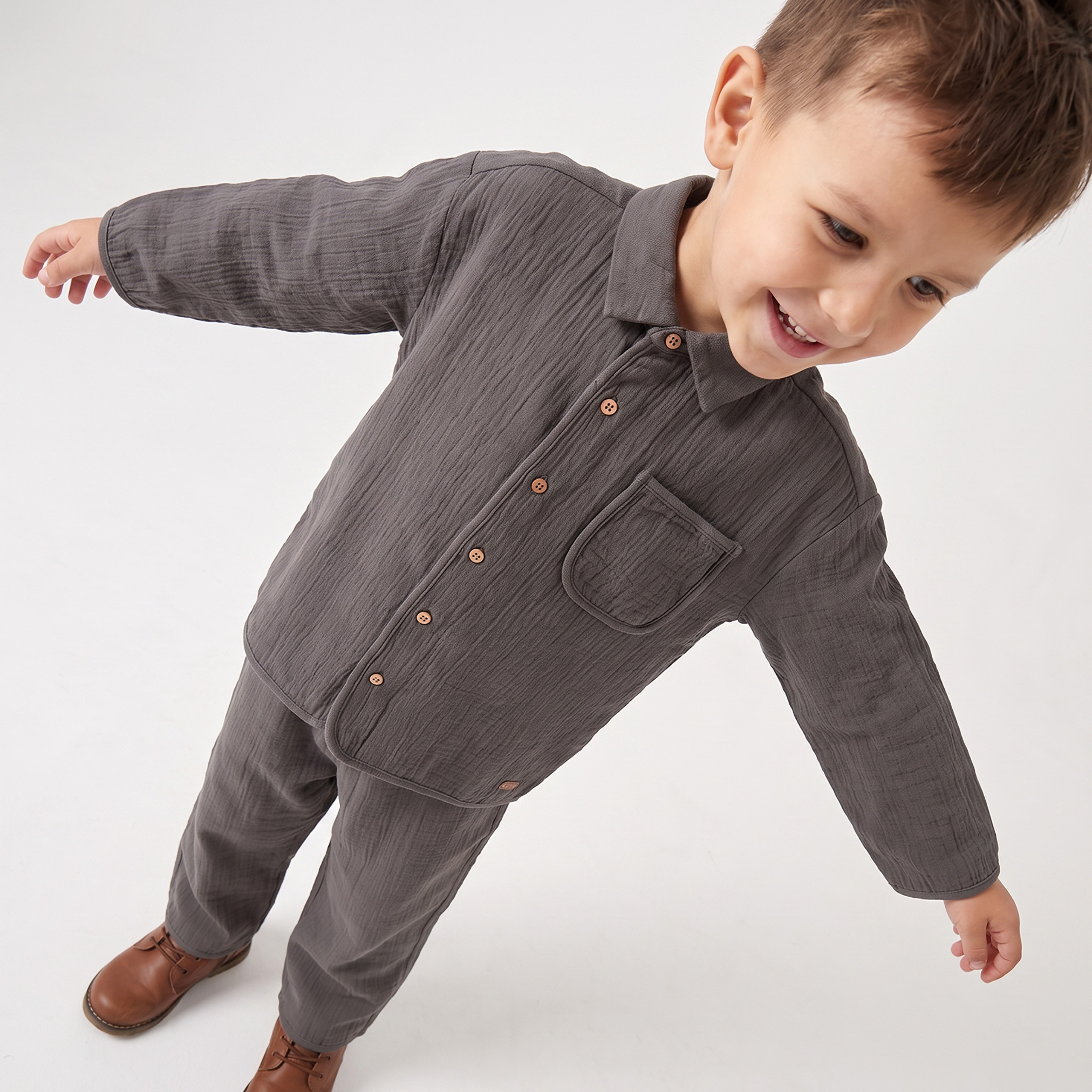 Eligo Collared Long Sleeves Shirt and Pants Set with Textured Design-boys-clothing-setsandcoords-image-5