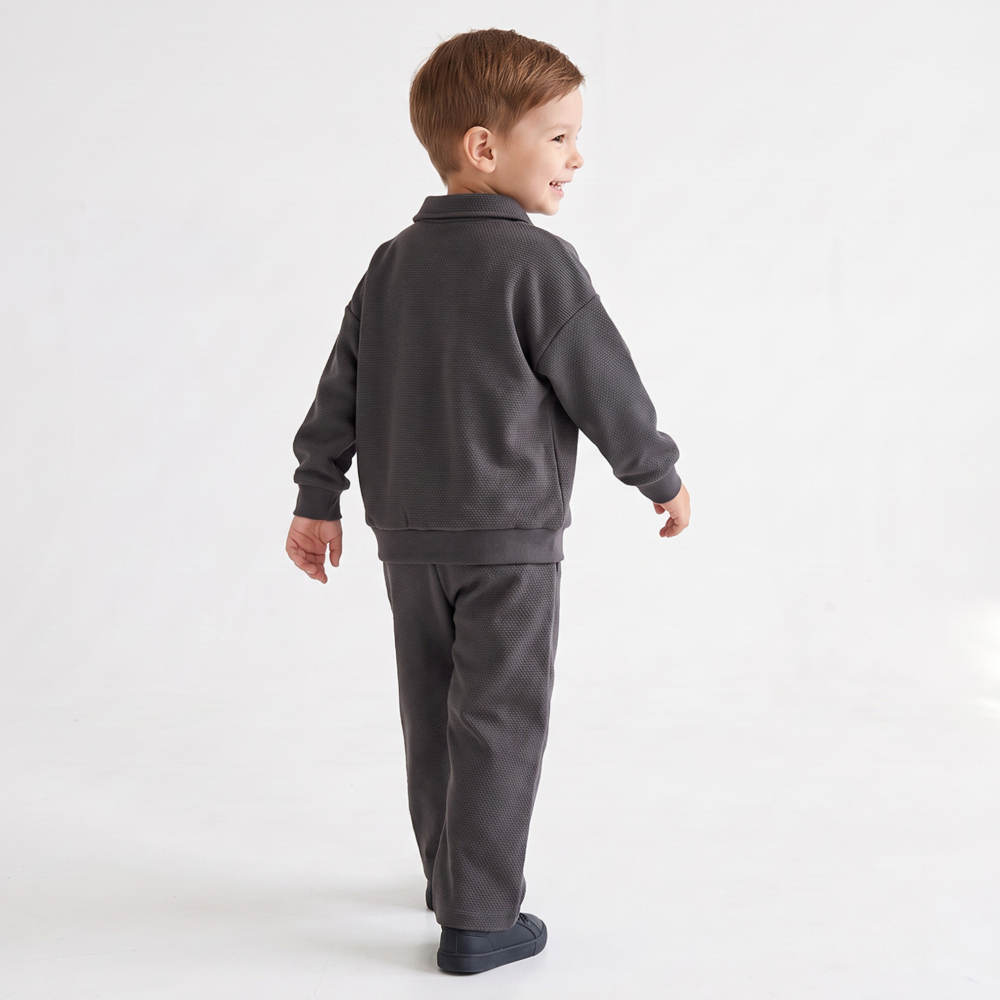 Eligo Collared Long Sleeves T-shirt and Pants Set with Waffle Texture-boys-clothing-setsandcoords-image-2