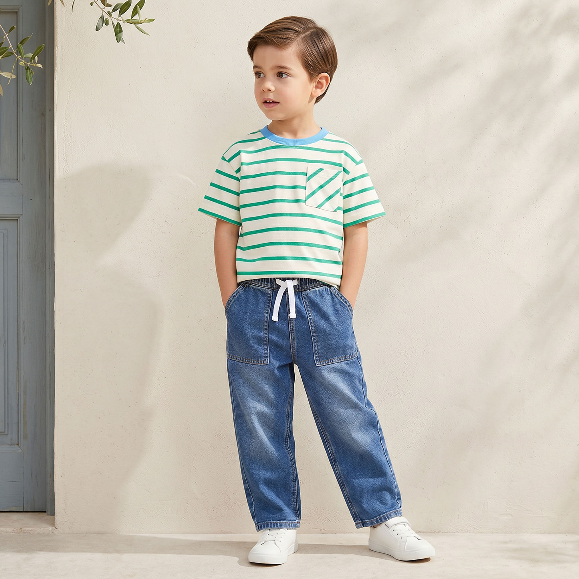 Juniors Drawstring Waistband Jeans with Pockets-boys-clothing-bottoms-jeans-image-2